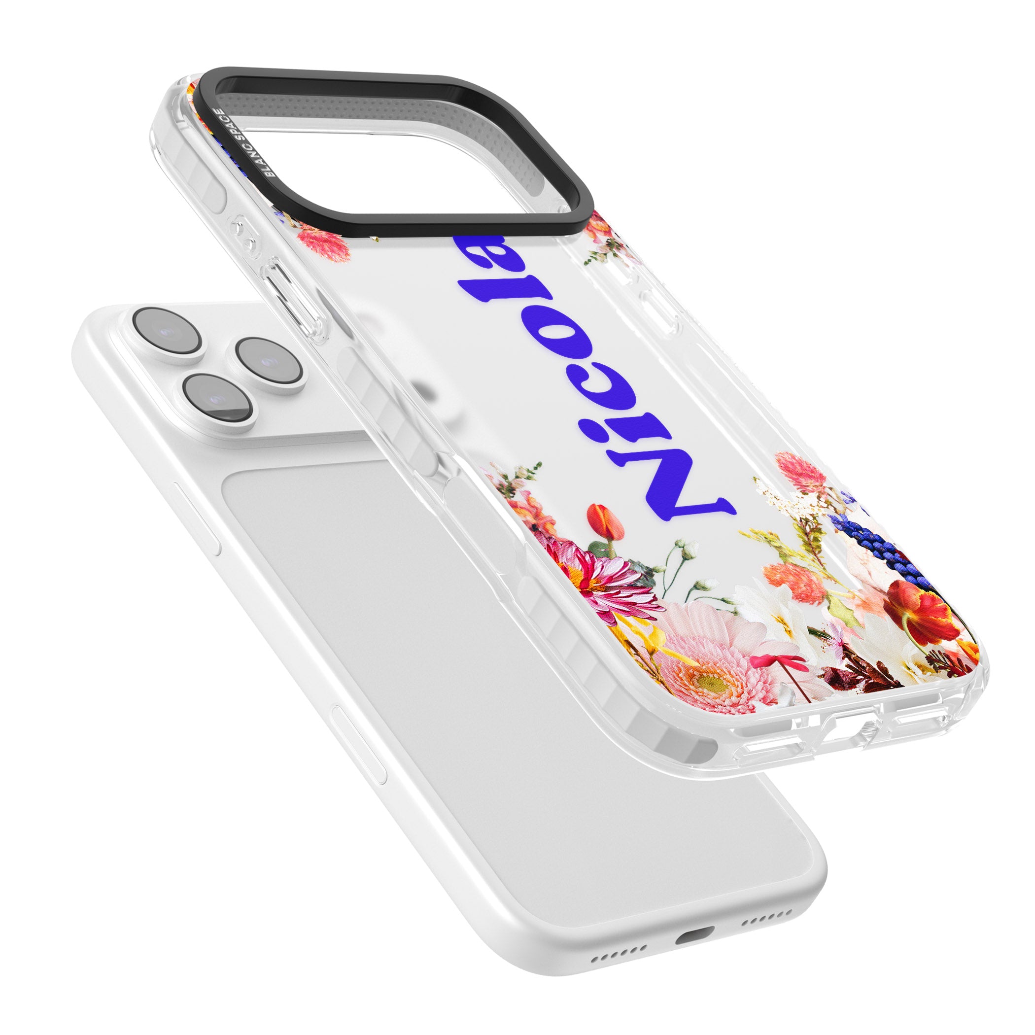 Personalised Floral Name iPhone 17 Pro Impact Clear Phone Case Colours