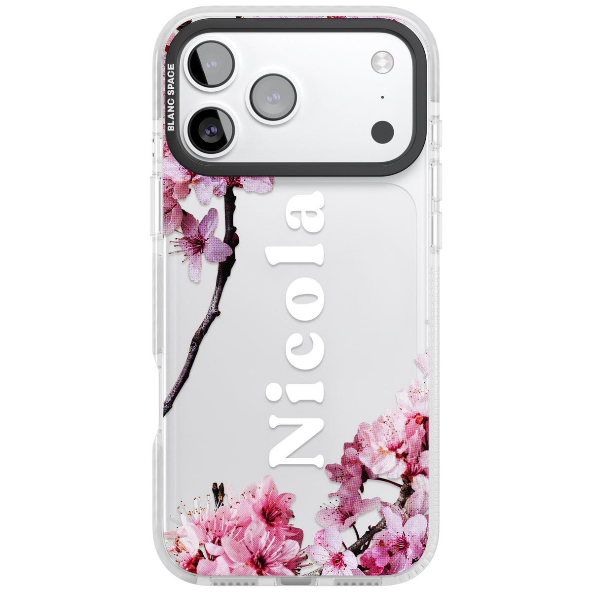 Personalised Cherry Blossom iPhone 17 Pro Max Impact Clear Phone Case front