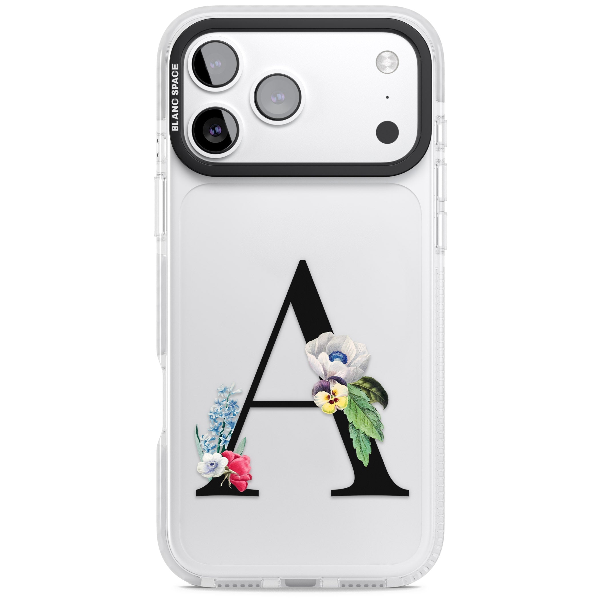 Personalised Floral Initial iPhone 17 Pro Impact Clear Phone Case