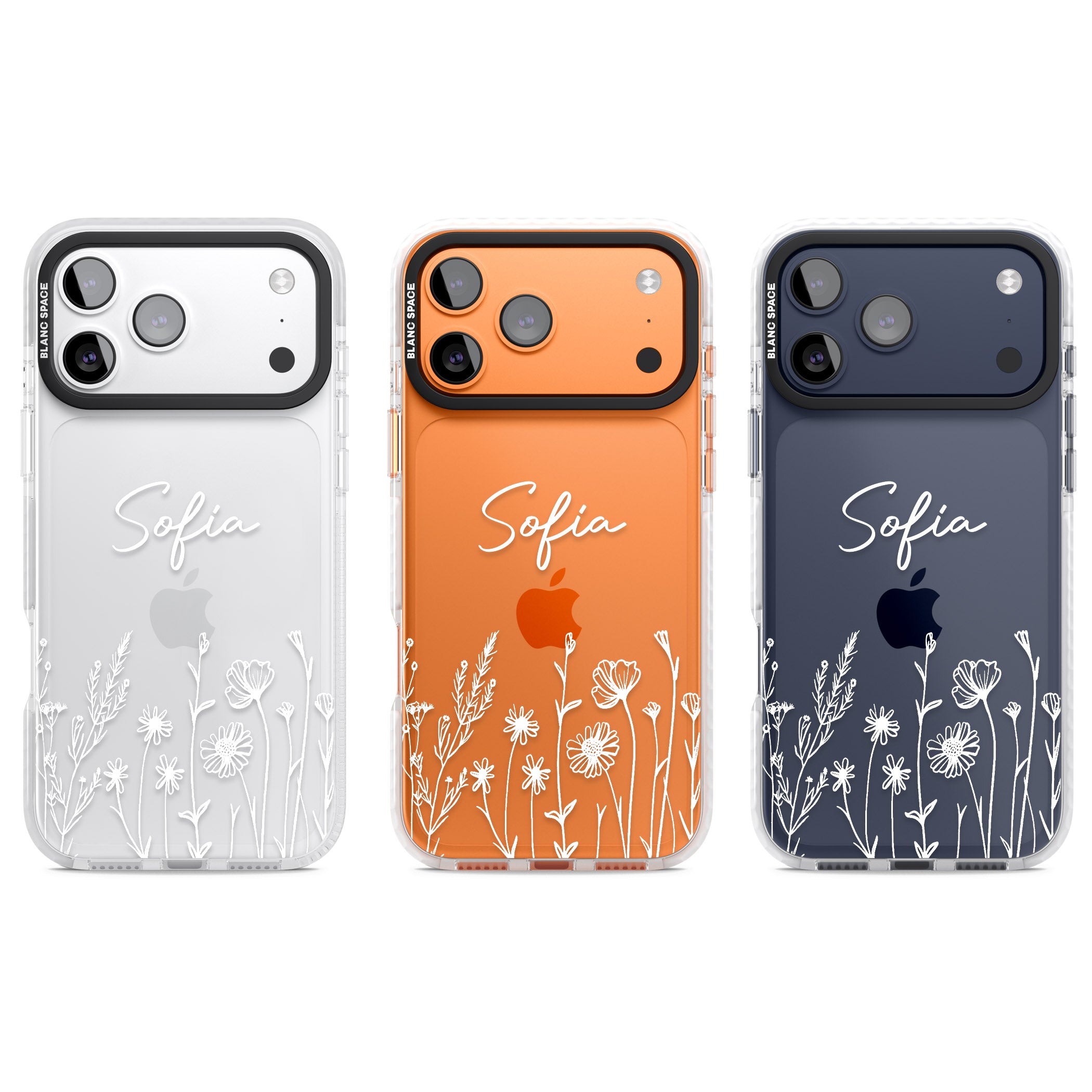 Personalised White Wildflowers iPhone 17 Pro Impact Clear Phone Case APT Impact Protection