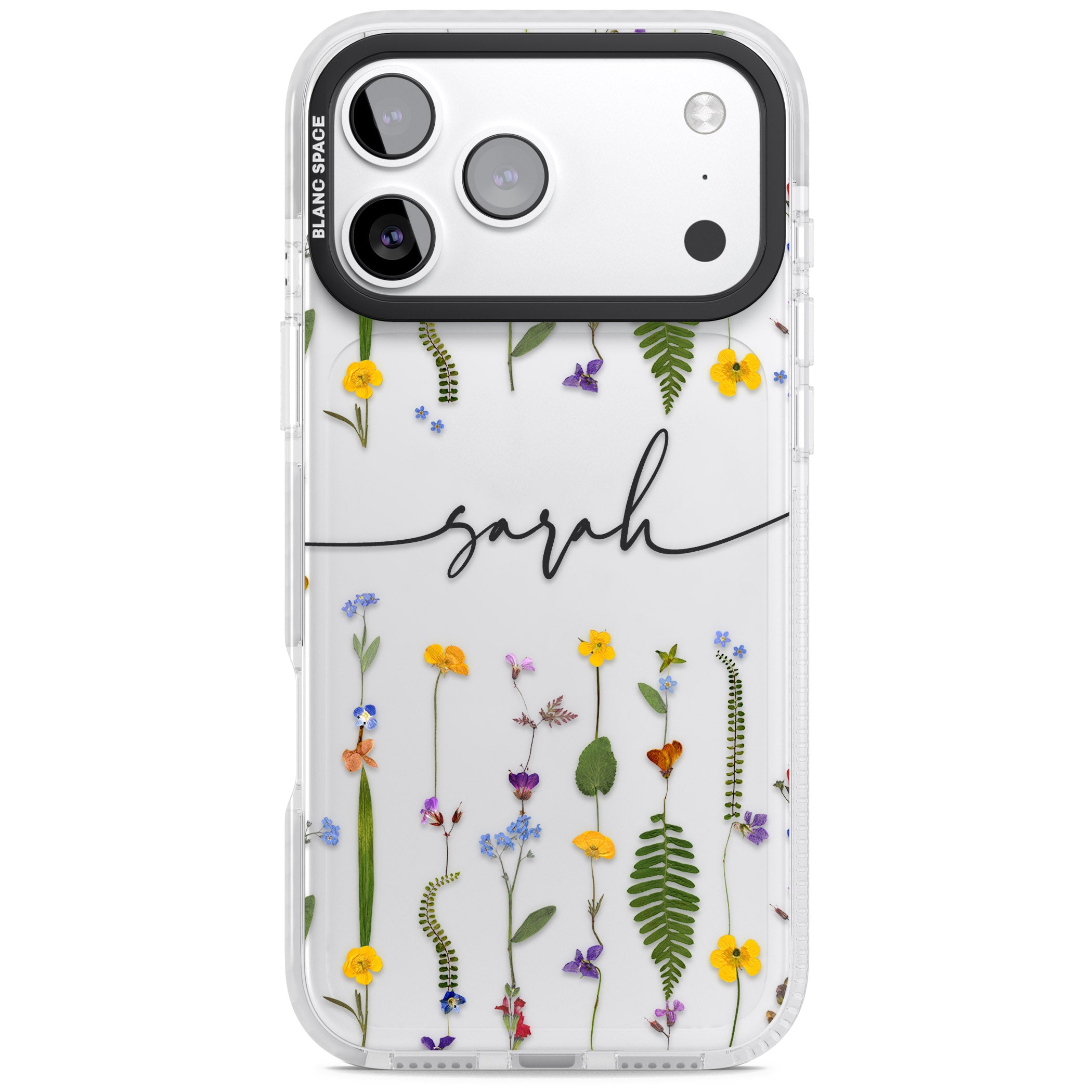 Personalised Wildflower Chain iPhone 17 Pro Impact Clear Phone Case