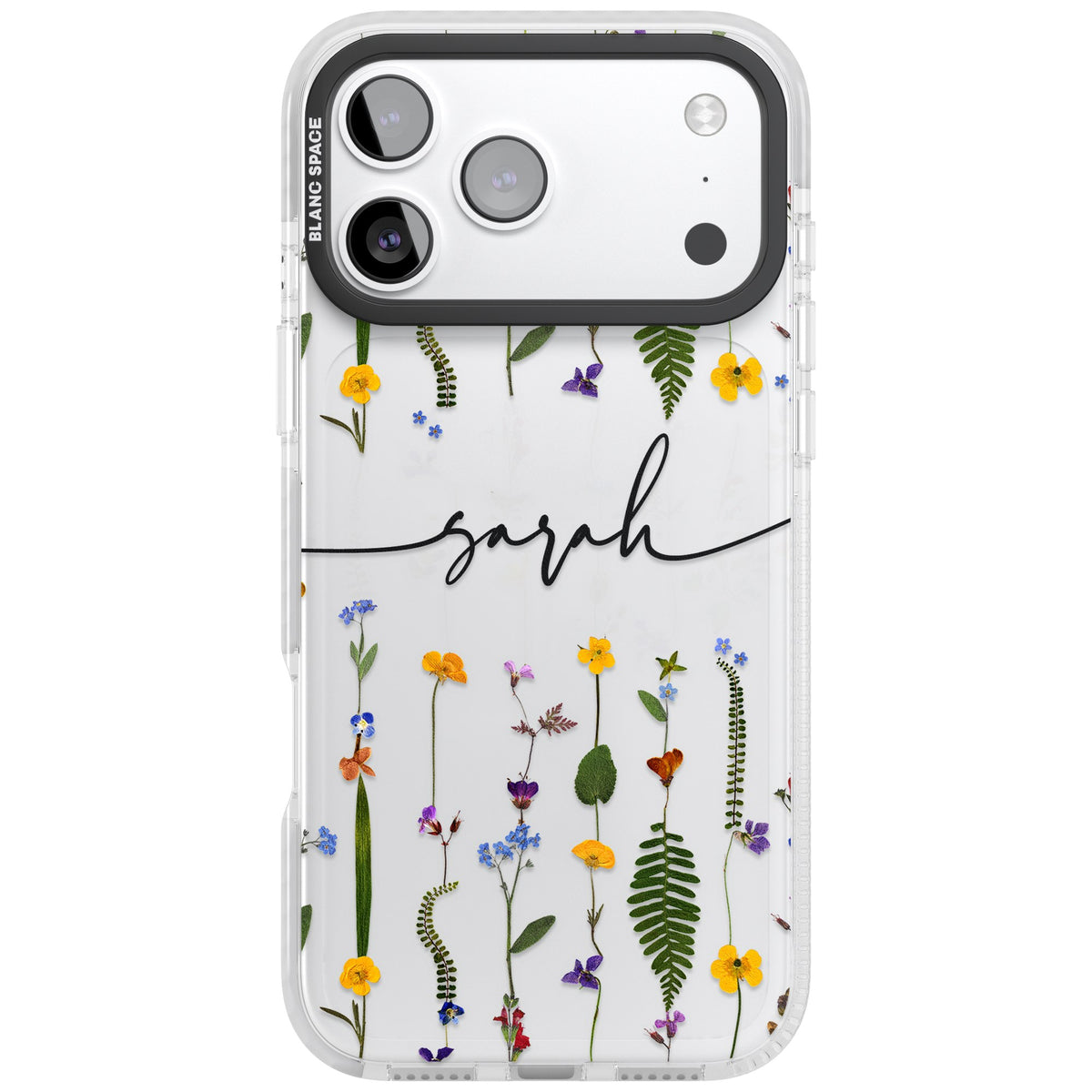Personalised Wildflower Chain iPhone 17 Pro Max Impact Clear Phone Case front