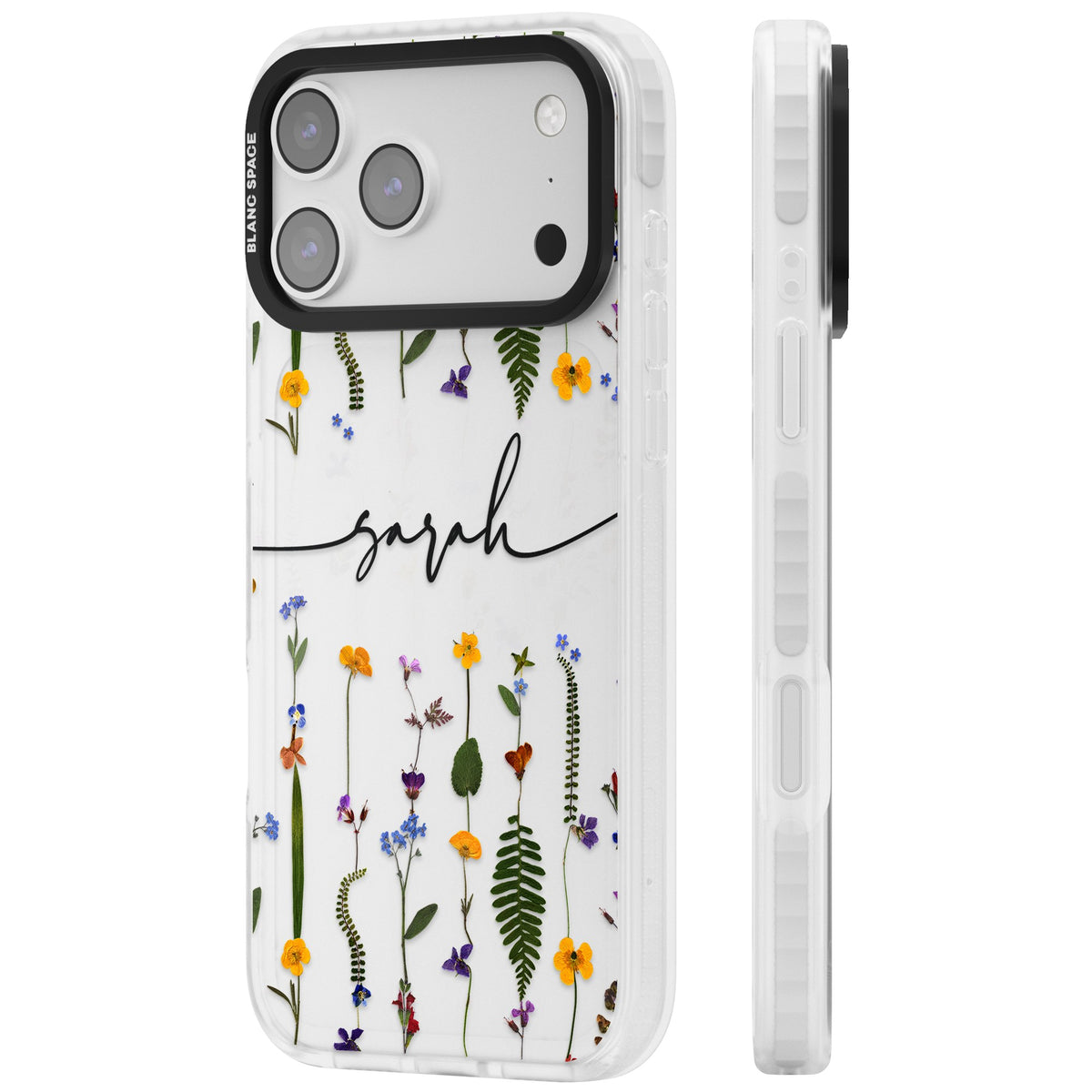 Personalised Wildflower Chain iPhone 17 Pro Max Impact Clear Phone Case side