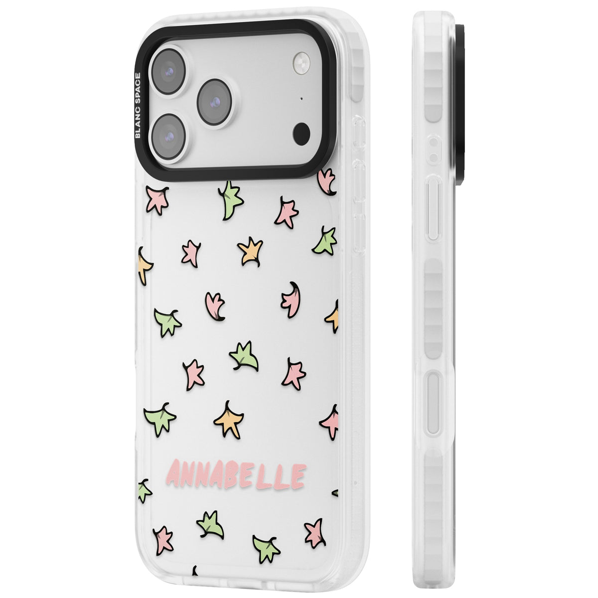 Personalised Heartstopper Leaves Pattern iPhone 17 Pro Max Impact Clear Phone Case side