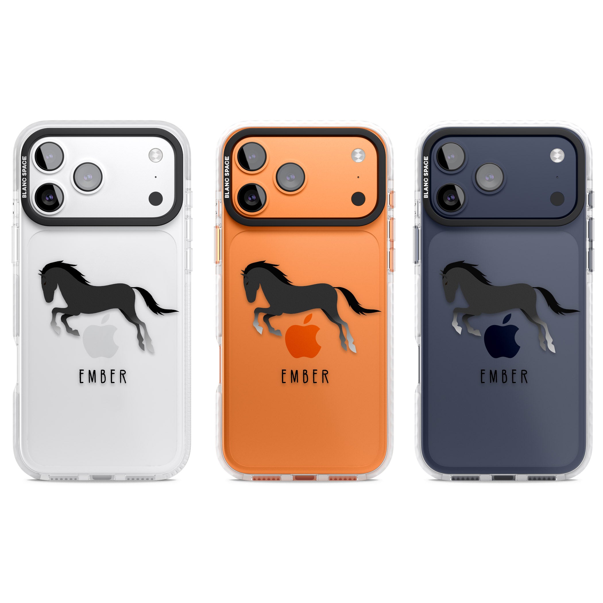 Personalised Black Horse iPhone 17 Pro Impact Clear Phone Case APT Impact Protection