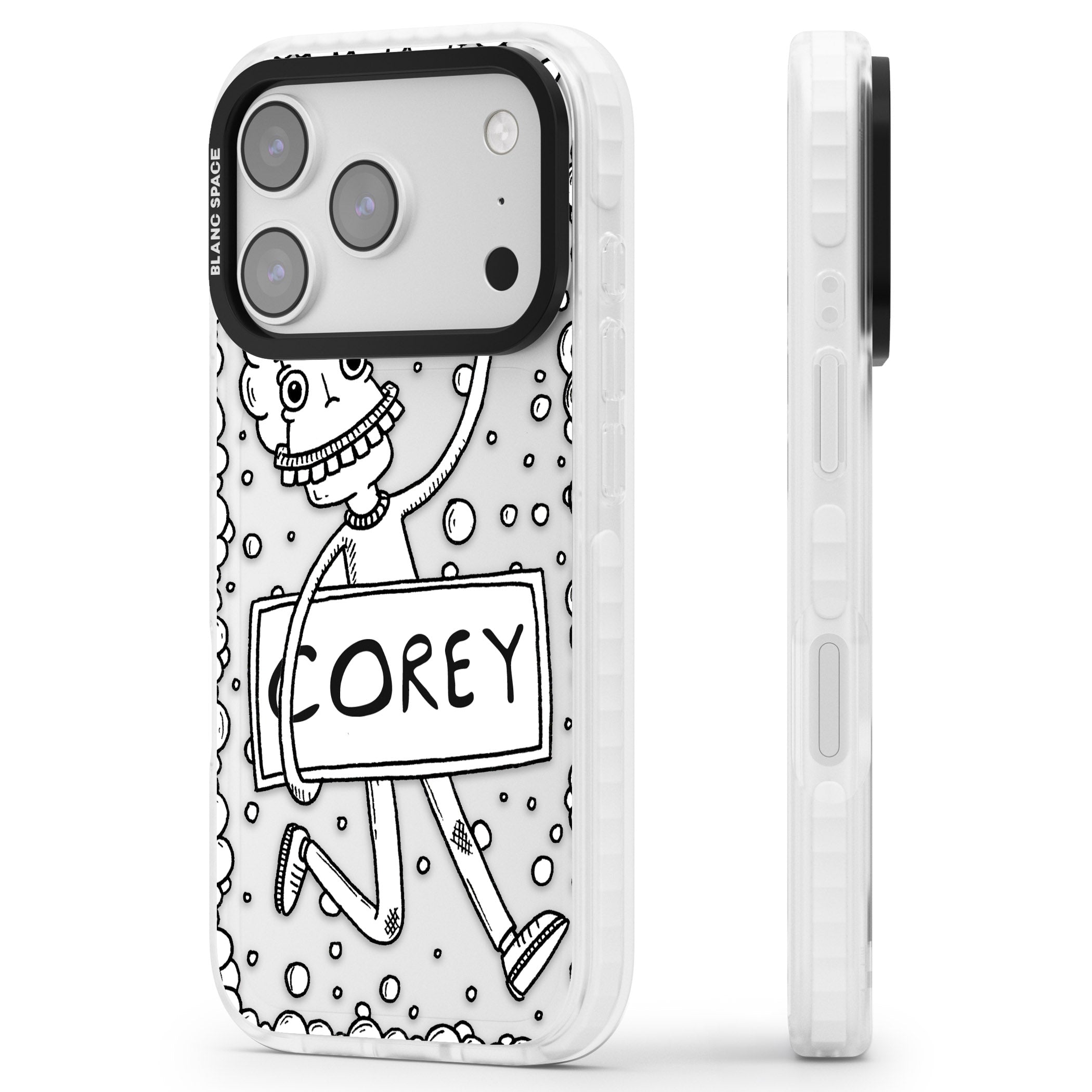 Personalised Banner Boy iPhone 17 Pro Impact Clear Phone Case Side Profile