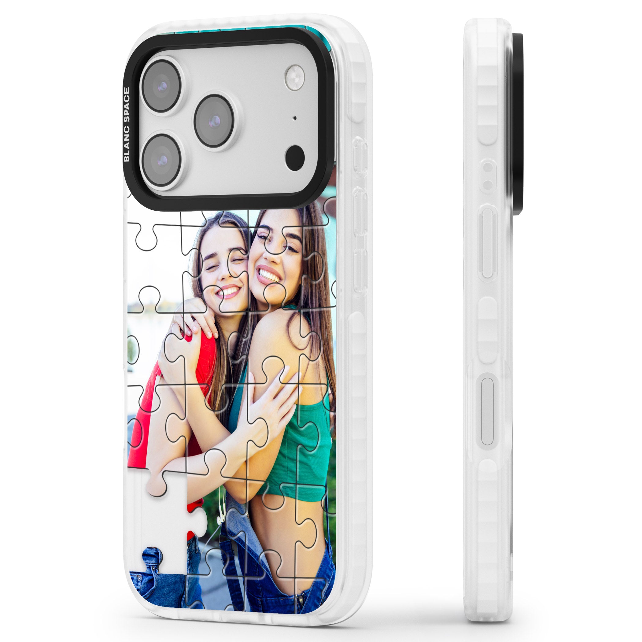 Personalised Jigsaw Puzzle Photo iPhone 17 Pro Impact Clear Phone Case Side Profile