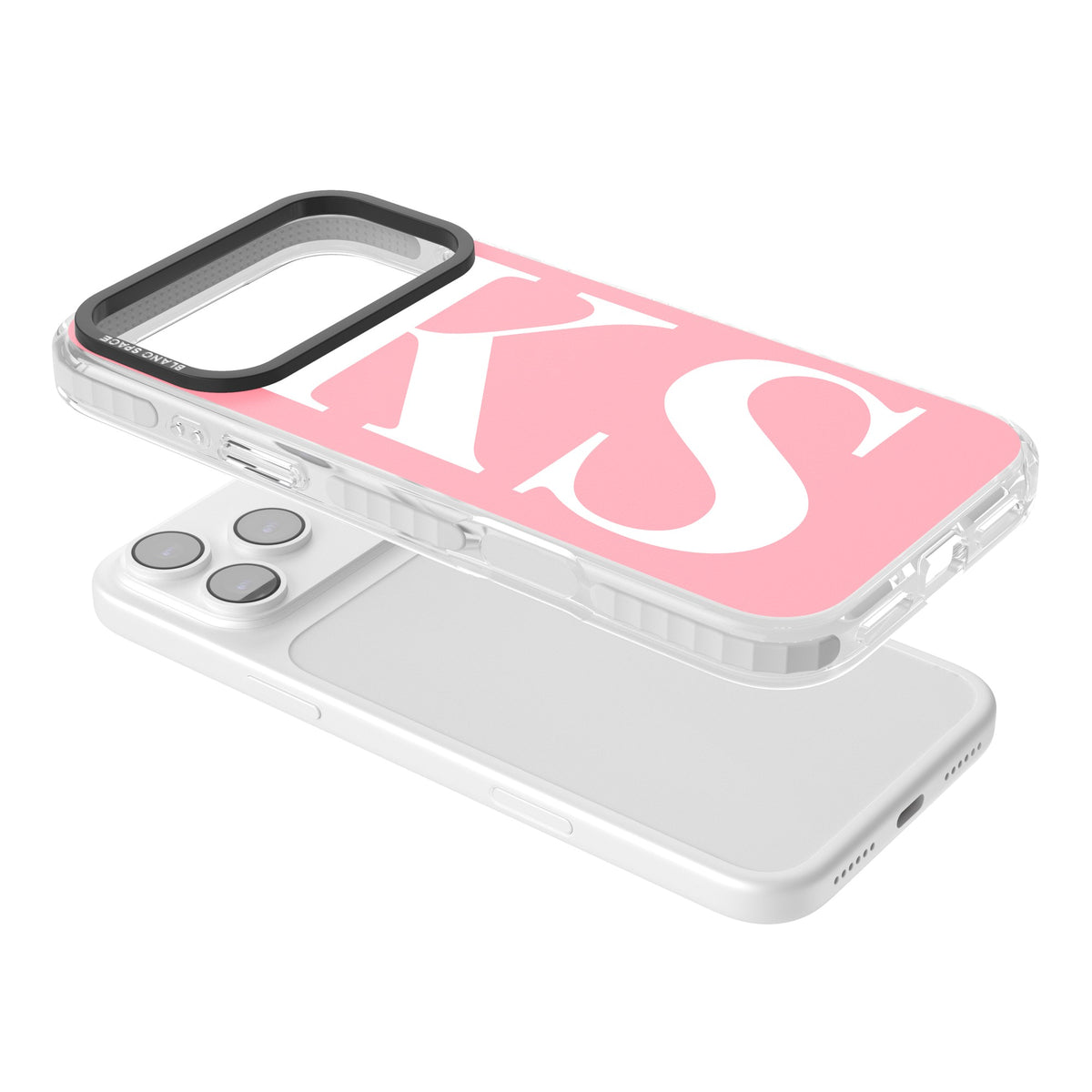 Personalised White & Pink Letters iPhone 17 Pro Max Impact Clear Phone Case angled