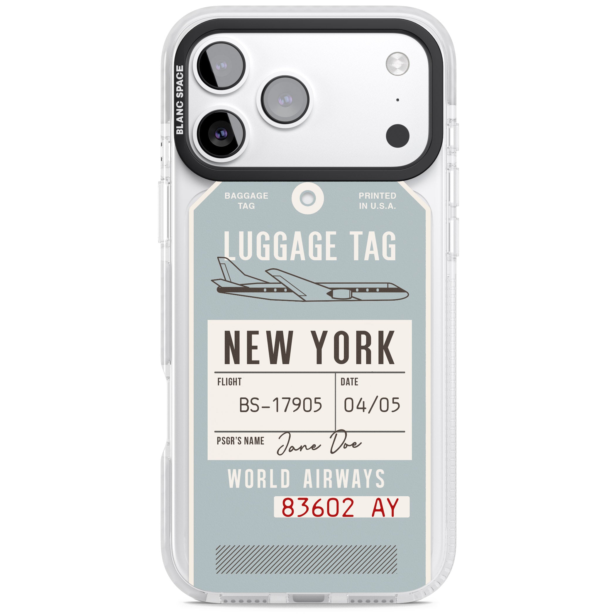 Personalised Vintage Usa Luggage Tag iPhone 17 Pro Impact Clear Phone Case