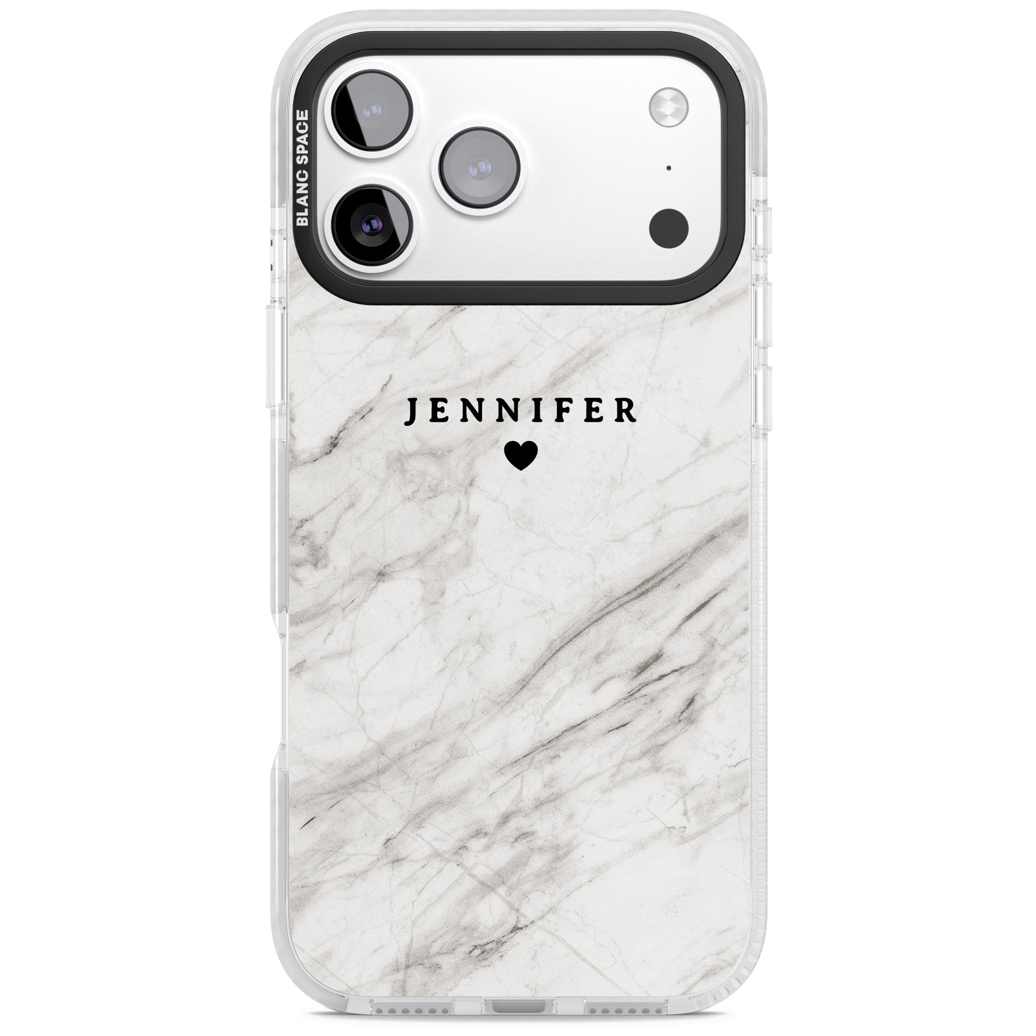 Personalised Light Grey Marble iPhone 17 Pro Impact Clear Phone Case