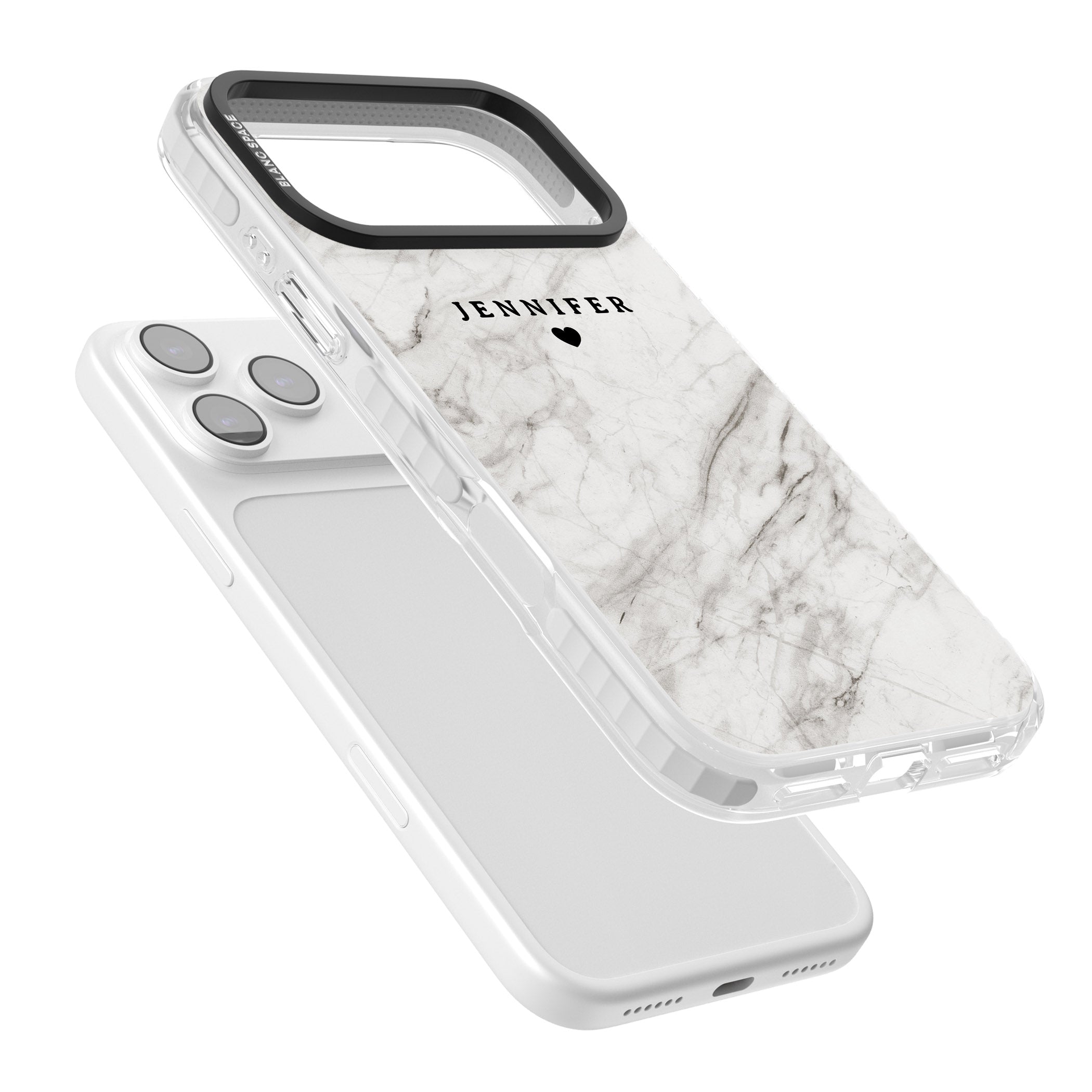 Personalised Light Grey Marble iPhone 17 Pro Impact Clear Phone Case Colours