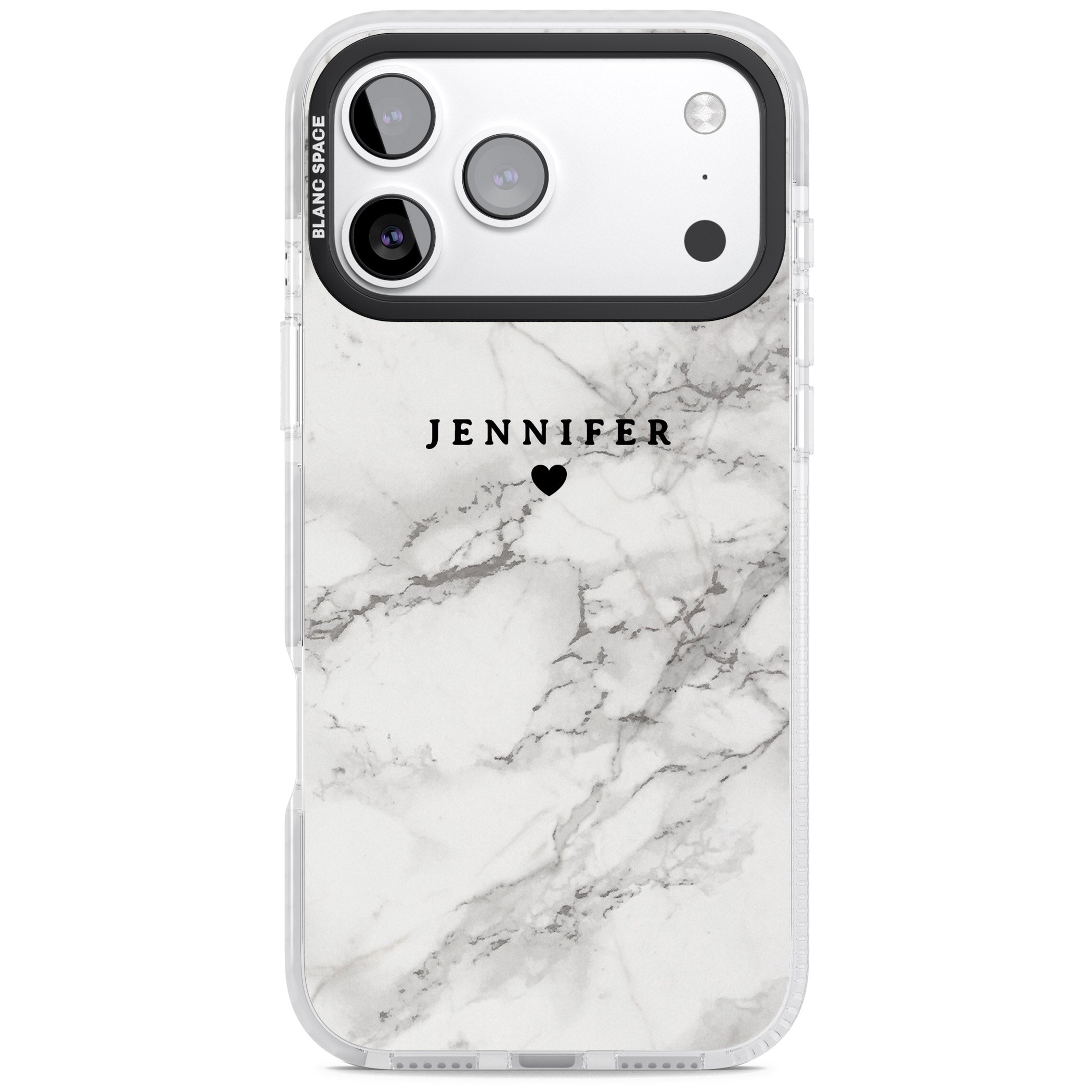 Personalised Classic Grey Marble iPhone 17 Pro Impact Clear Phone Case