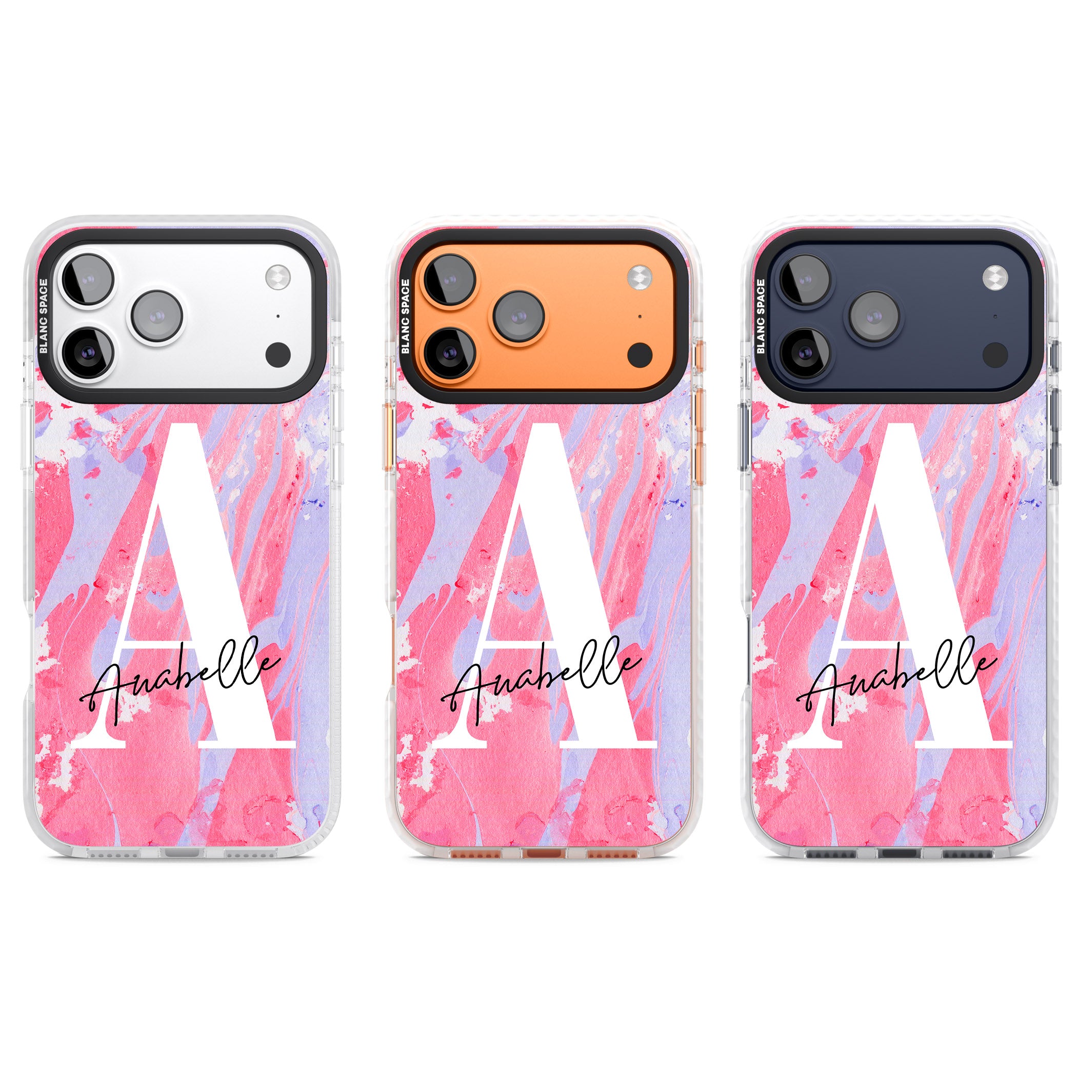 Personalised Pink & Purple Marble iPhone 17 Pro Impact Clear Phone Case APT Impact Protection