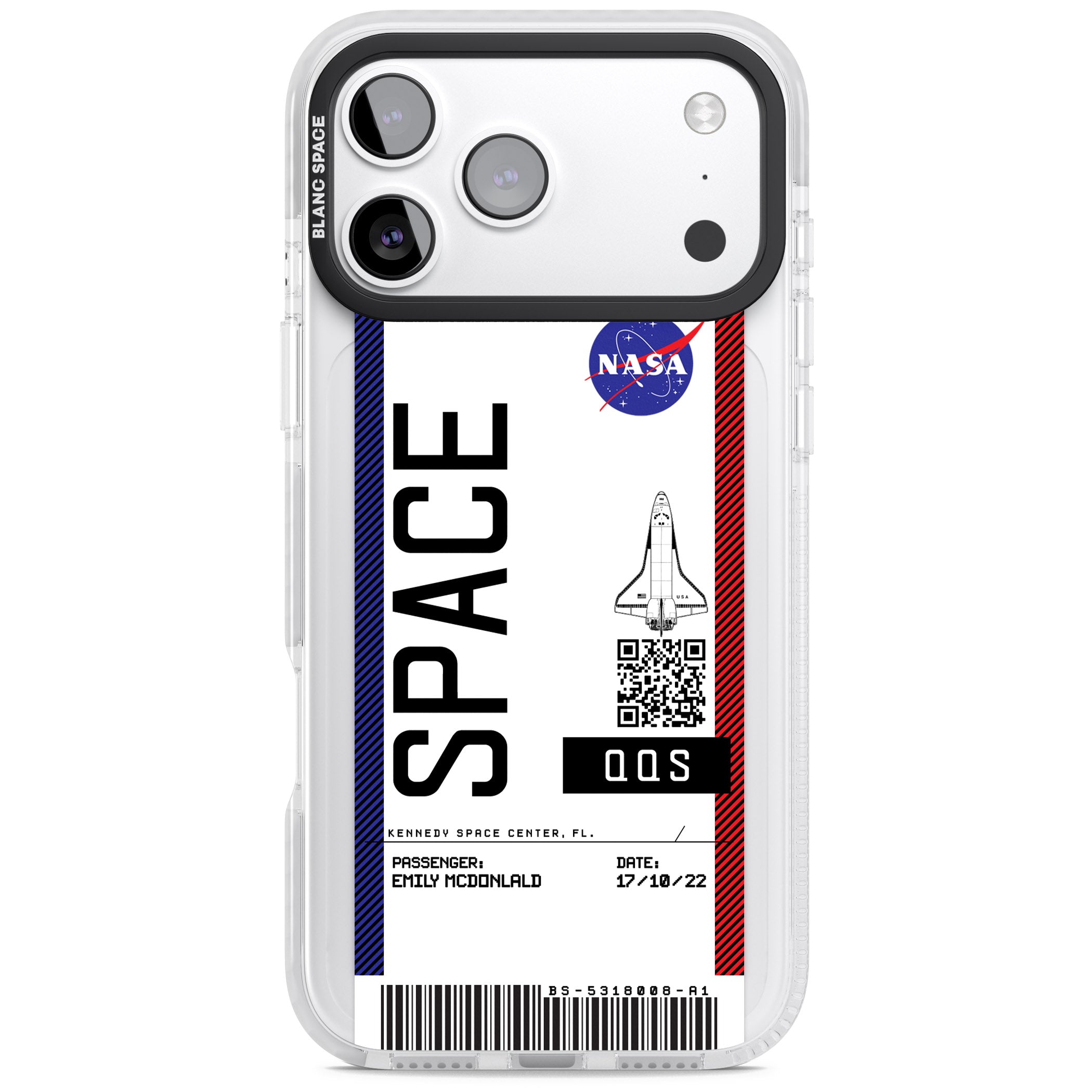 Personalised Nasa Boarding Pass (Light) iPhone 17 Pro Impact Clear Phone Case