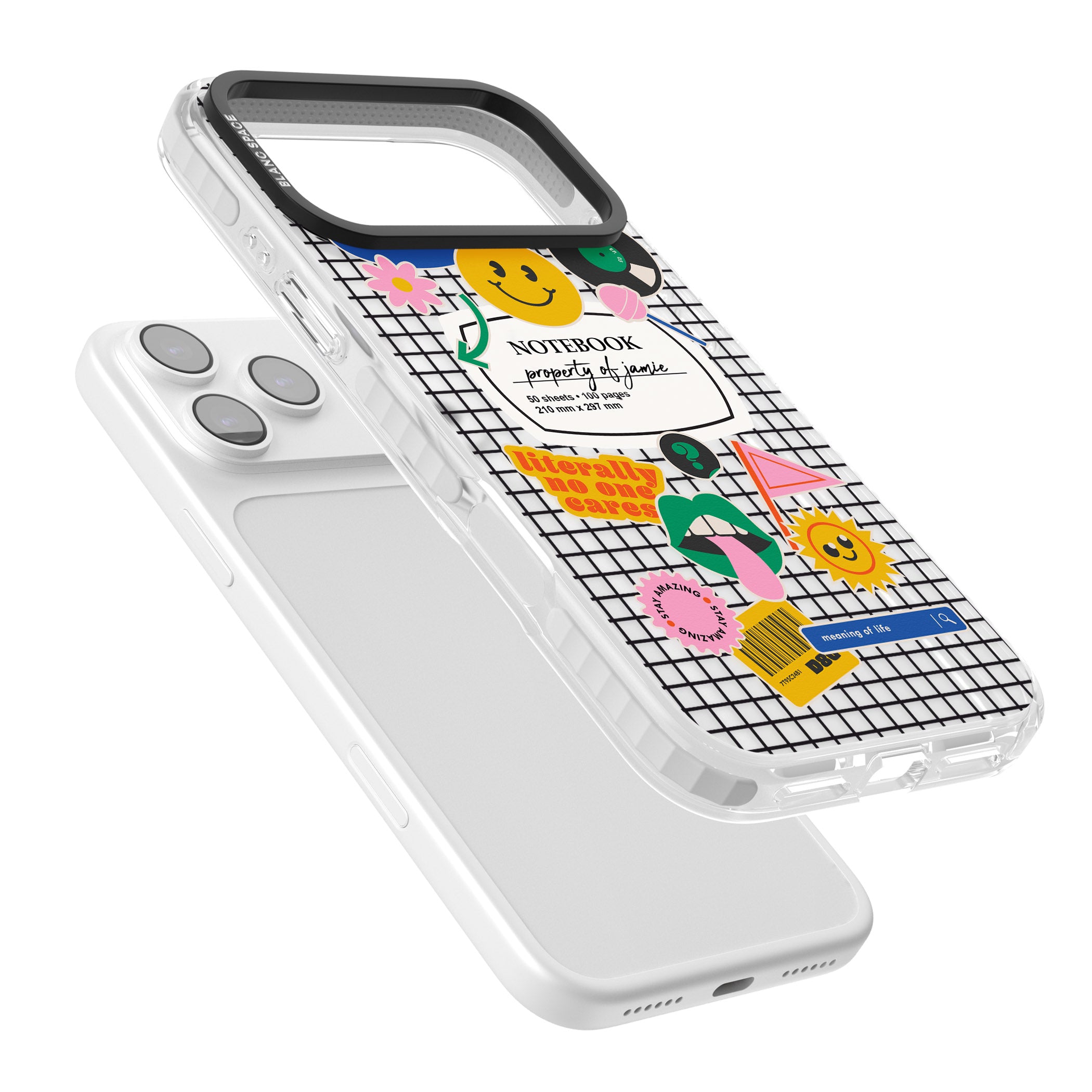 Personalised Sticker Mix Grid iPhone 17 Pro Impact Clear Phone Case Colours