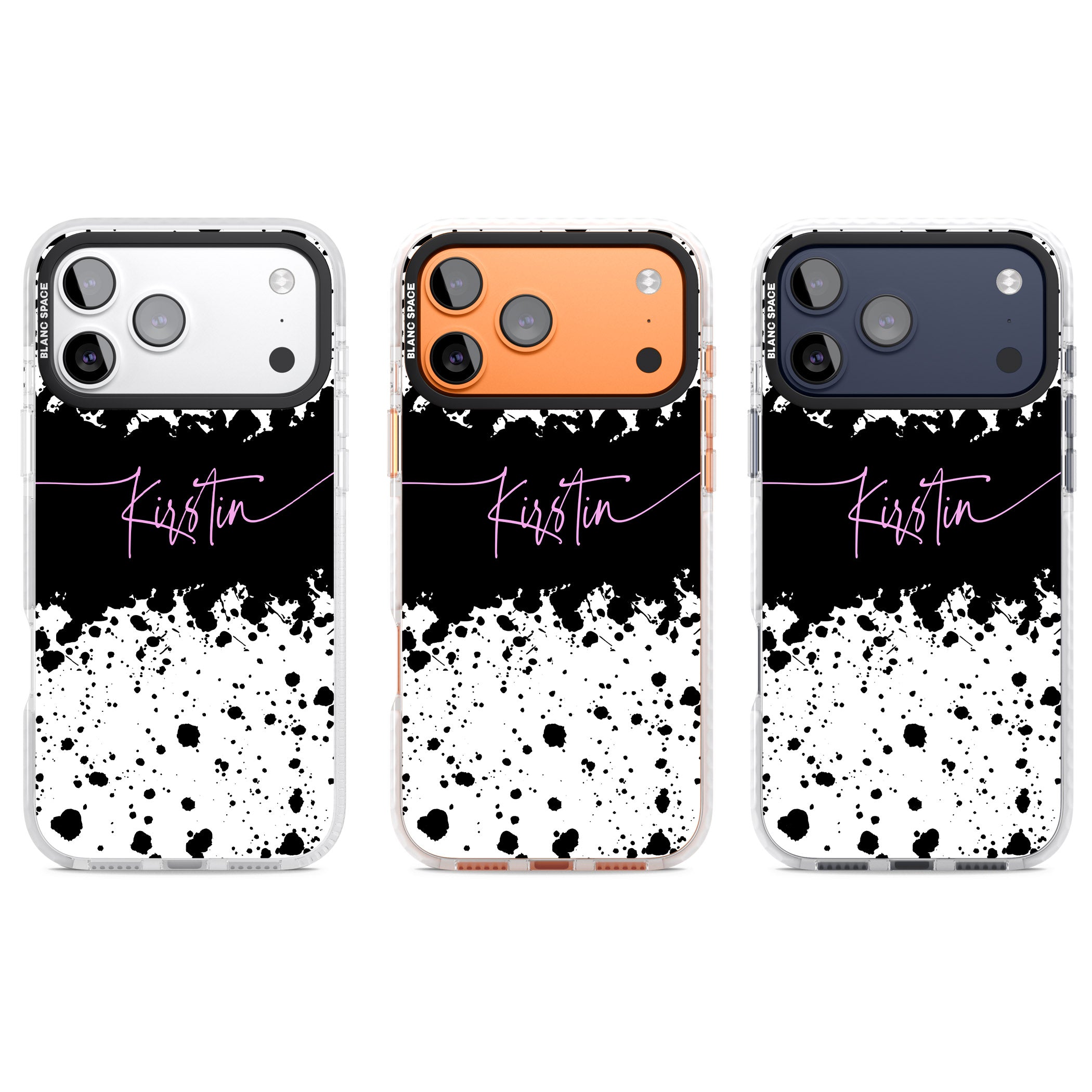 Personalised Bold Paint Splatters iPhone 17 Pro Impact Clear Phone Case APT Impact Protection