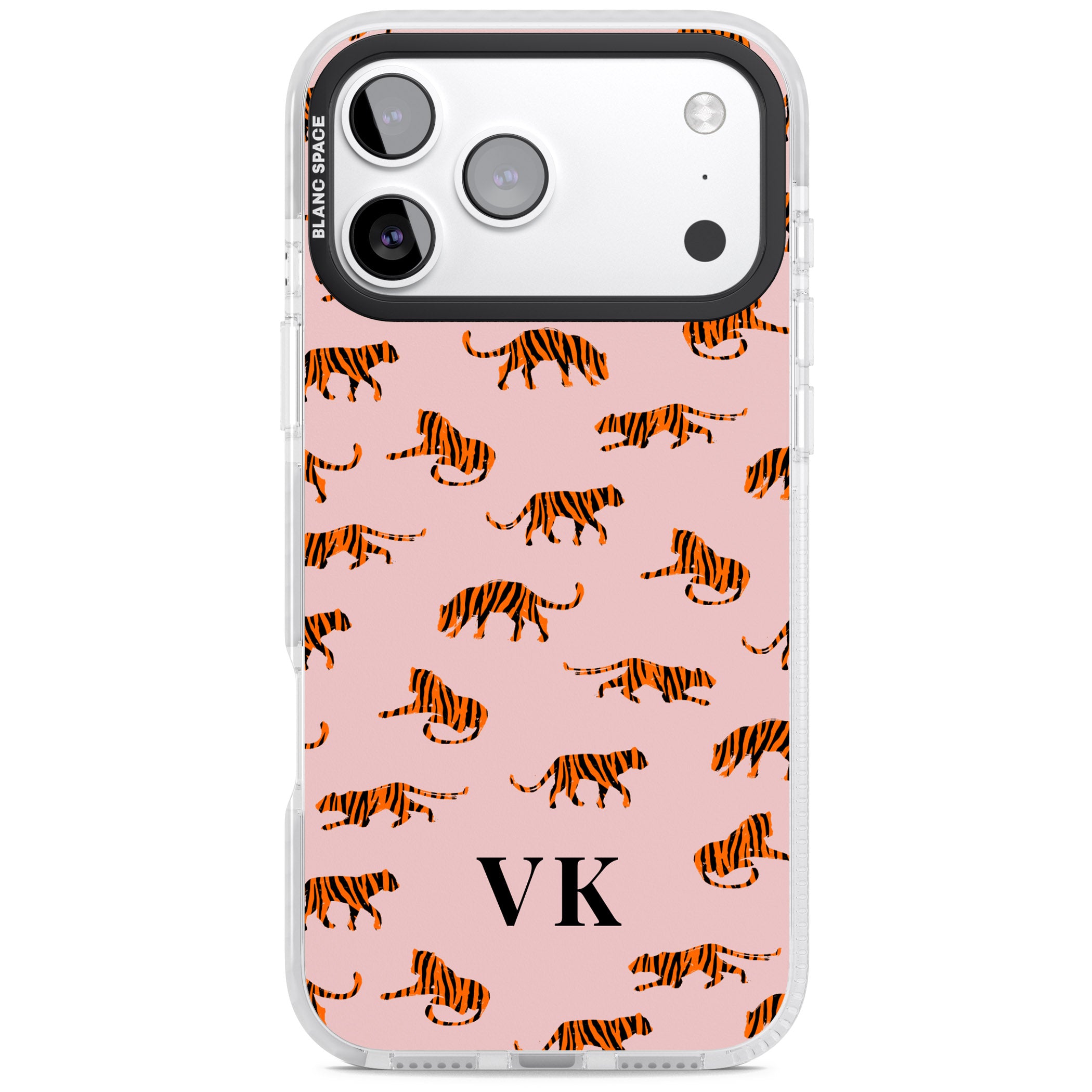 Personalised Pink Safari Tiger Pattern iPhone 17 Pro Impact Clear Phone Case