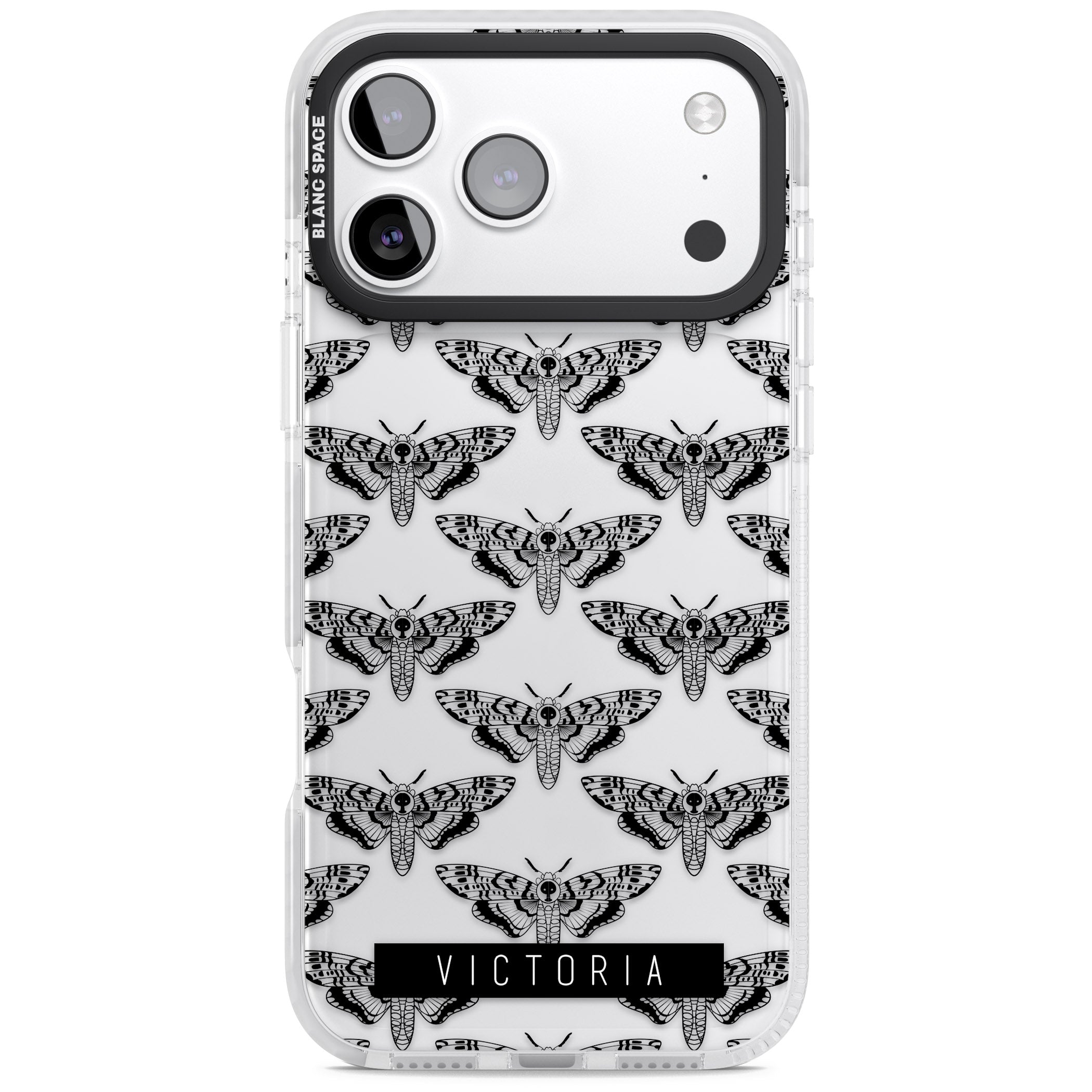 Personalised Hawk Moth Pattern iPhone 17 Pro Impact Clear Phone Case