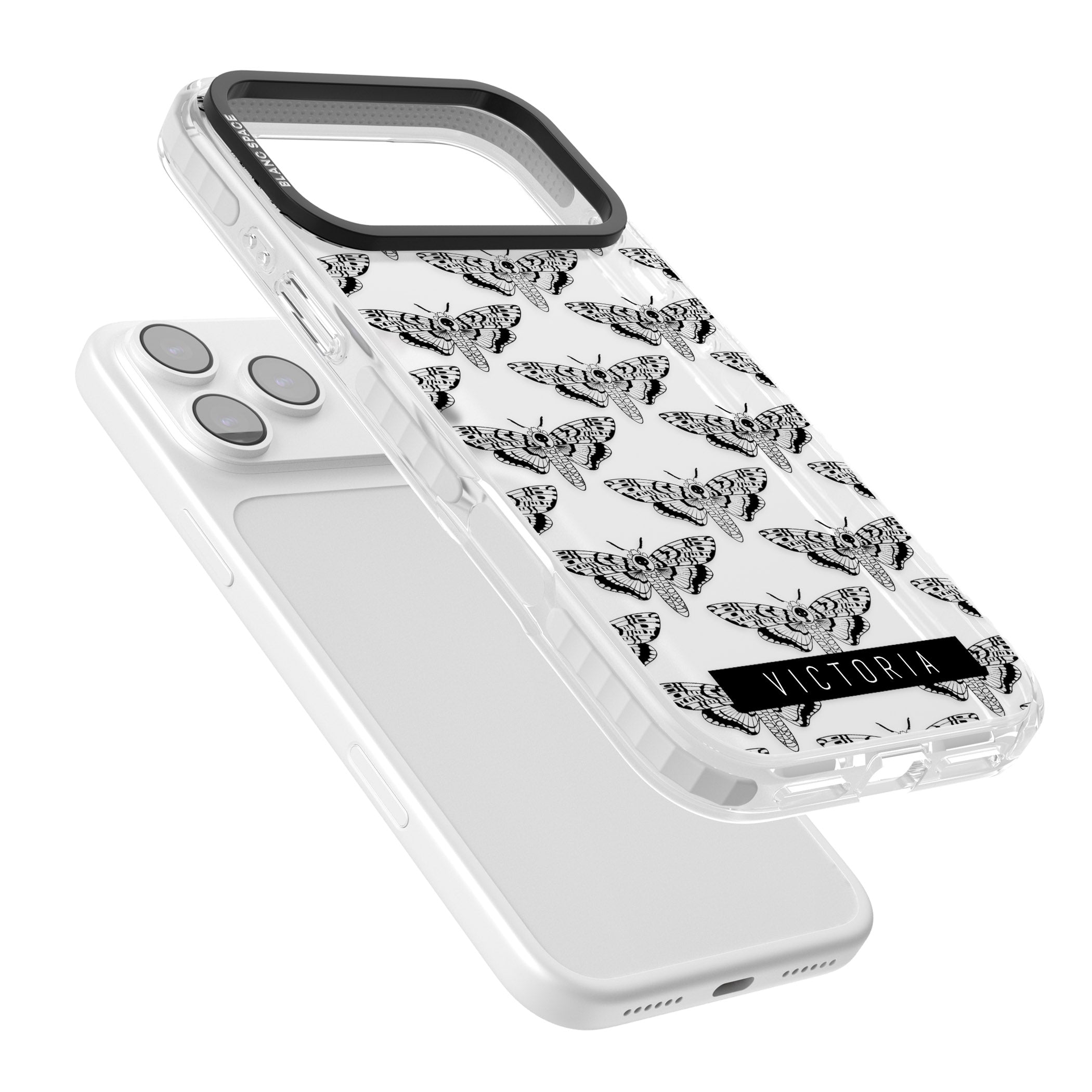 Personalised Hawk Moth Pattern iPhone 17 Pro Impact Clear Phone Case Colours