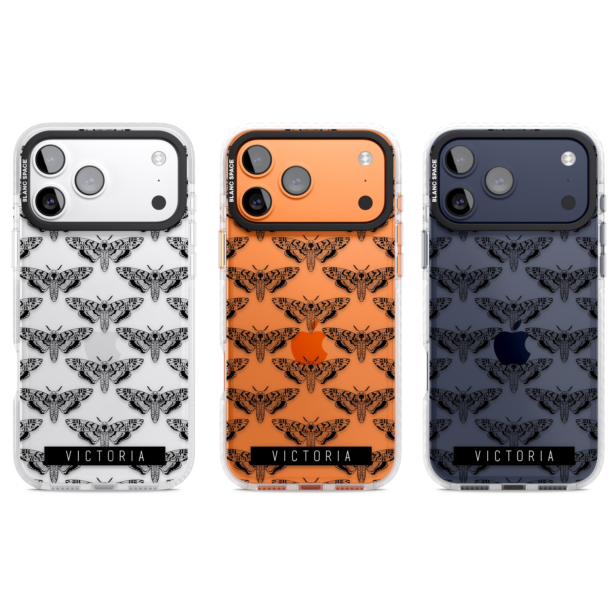Personalised Hawk Moth Pattern iPhone 17 Pro Impact Clear Phone Case APT Impact Protection