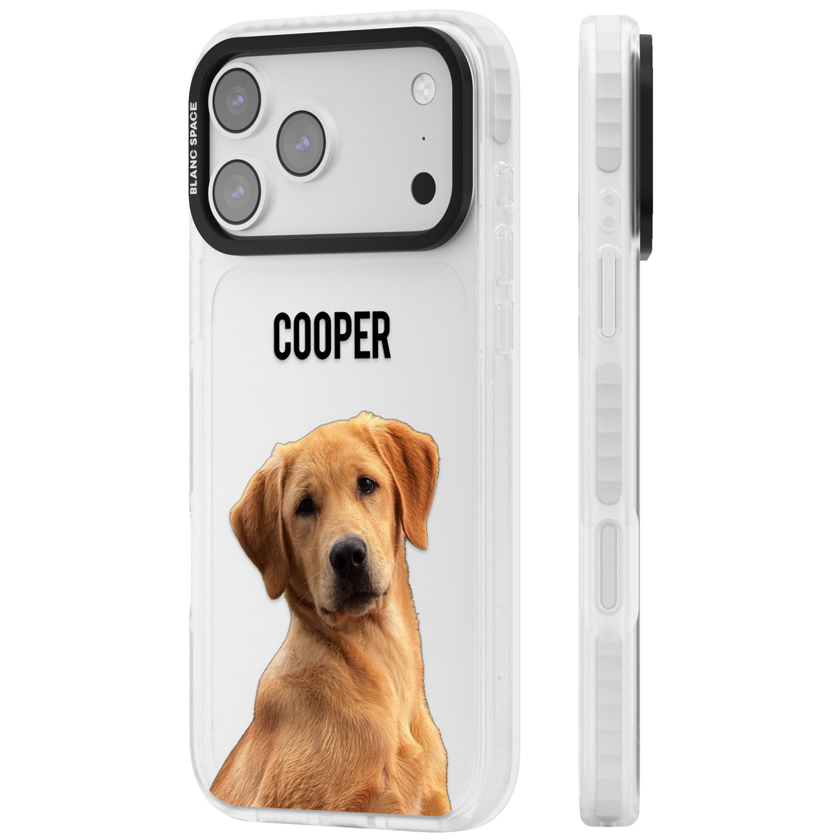 Personalised Pet Cutout & Name iPhone 17 Pro Max Impact Clear Phone Case side