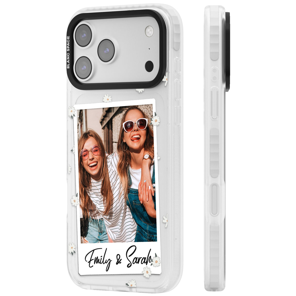 Personalised Daisy Polaroid iPhone 17 Pro Max Impact Clear Phone Case side