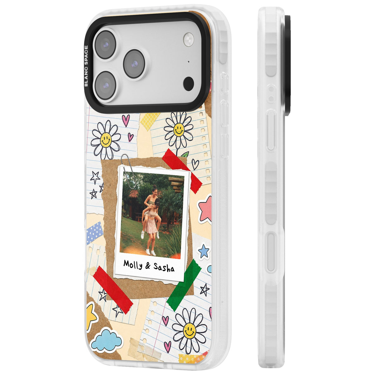 Personalised Scrapbook Photo iPhone 17 Pro Max Impact Clear Phone Case side