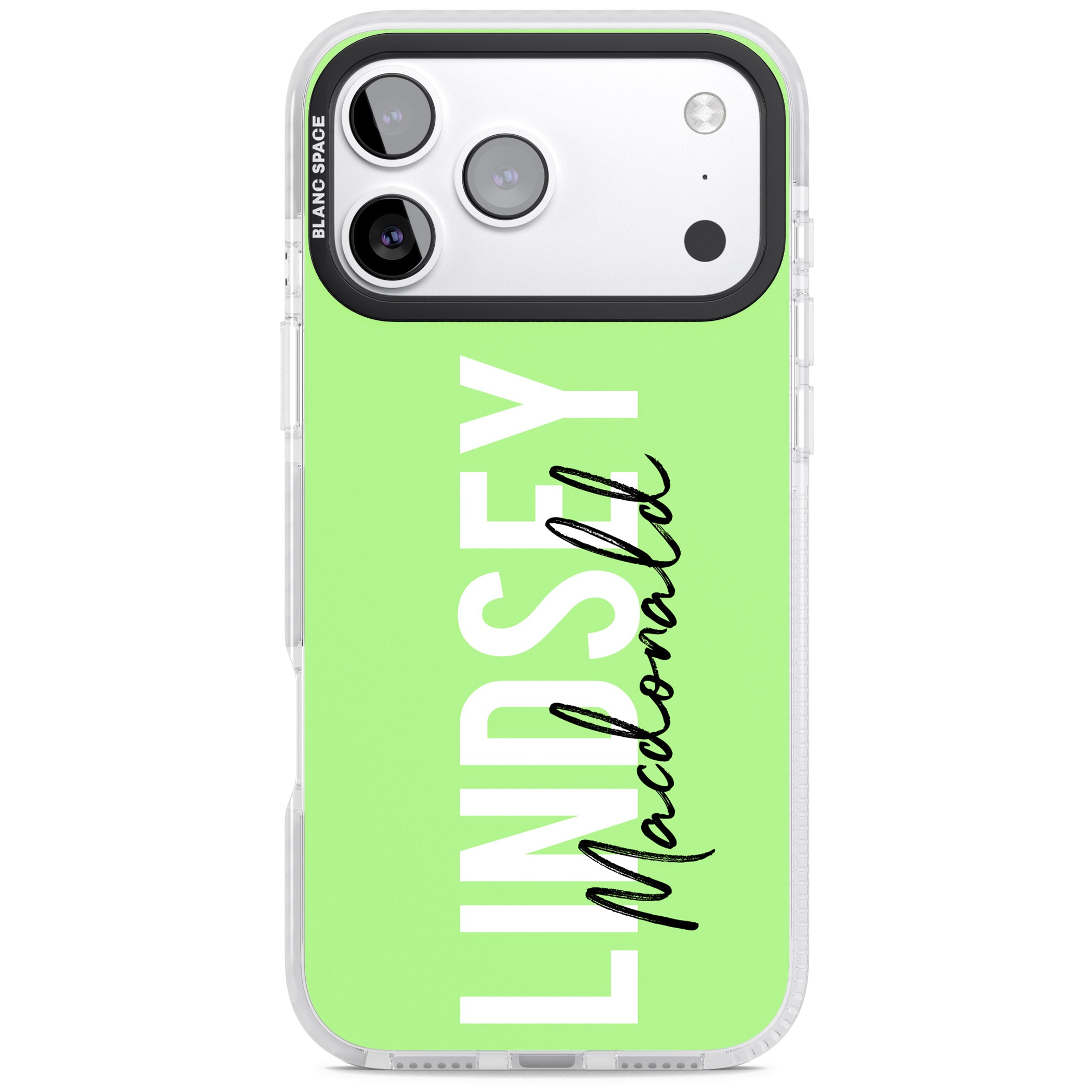 Personalised Bold Name: Lime iPhone 17 Pro Impact Clear Phone Case