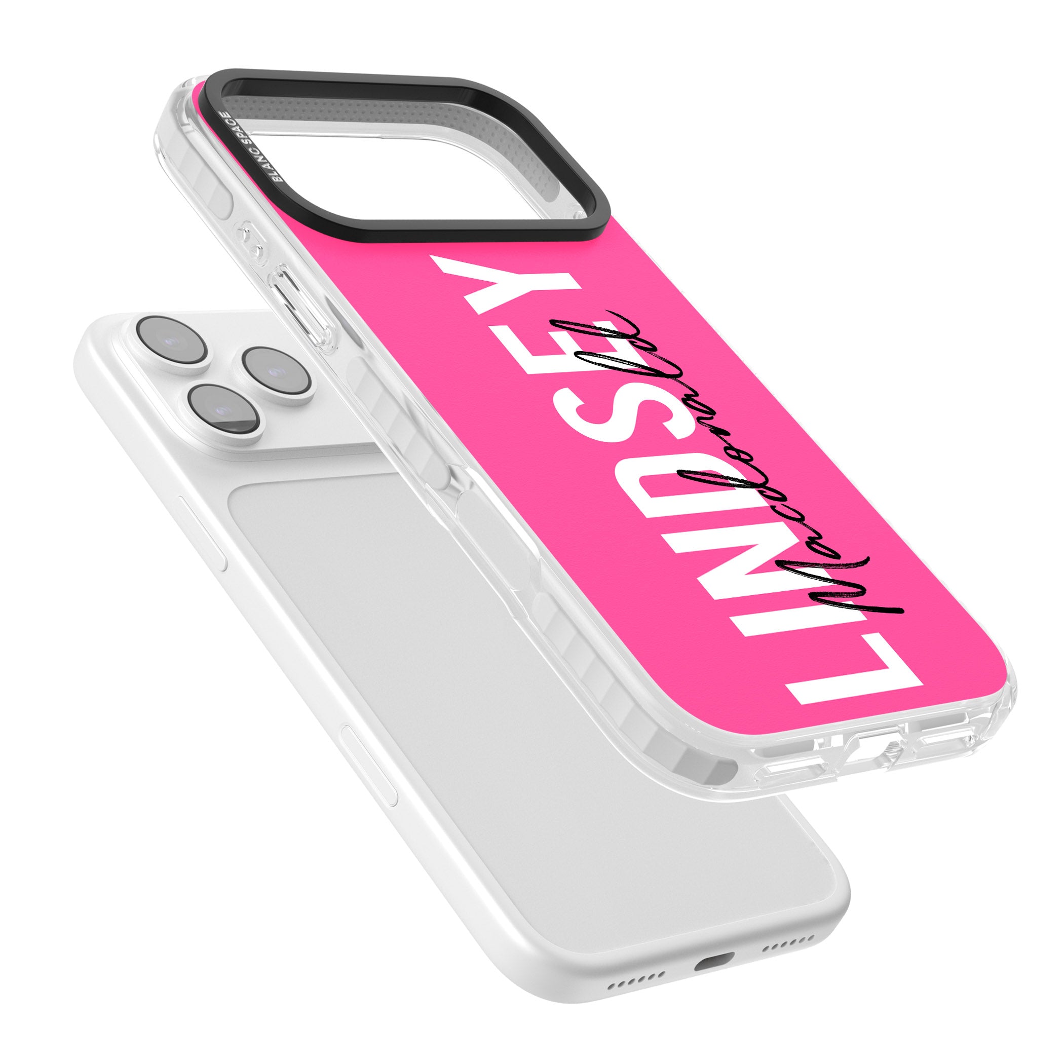 Personalised Bold Name: Pink iPhone 17 Pro Impact Clear Phone Case Colours