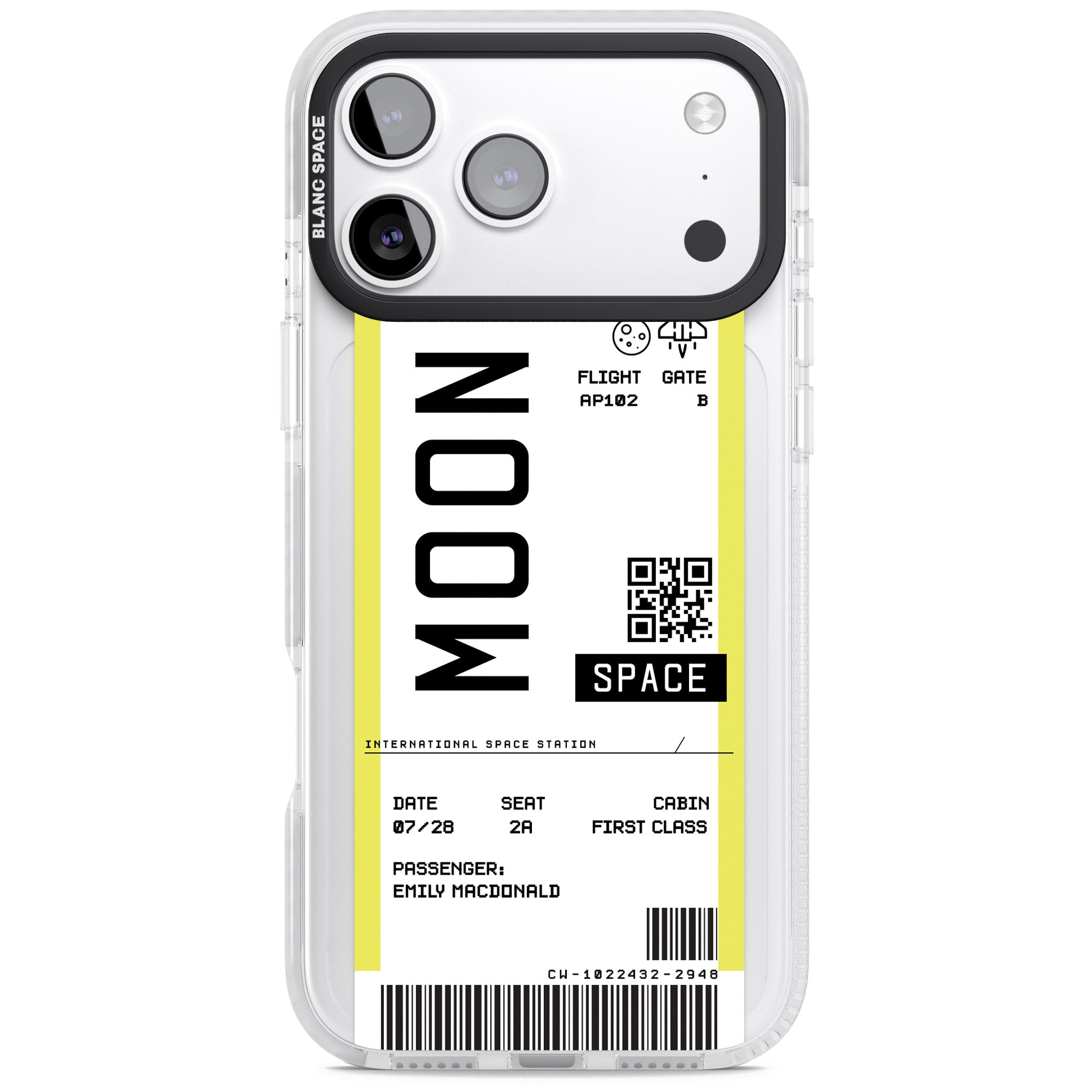 Personalised Moon Travel Ticket iPhone 17 Pro Impact Clear Phone Case