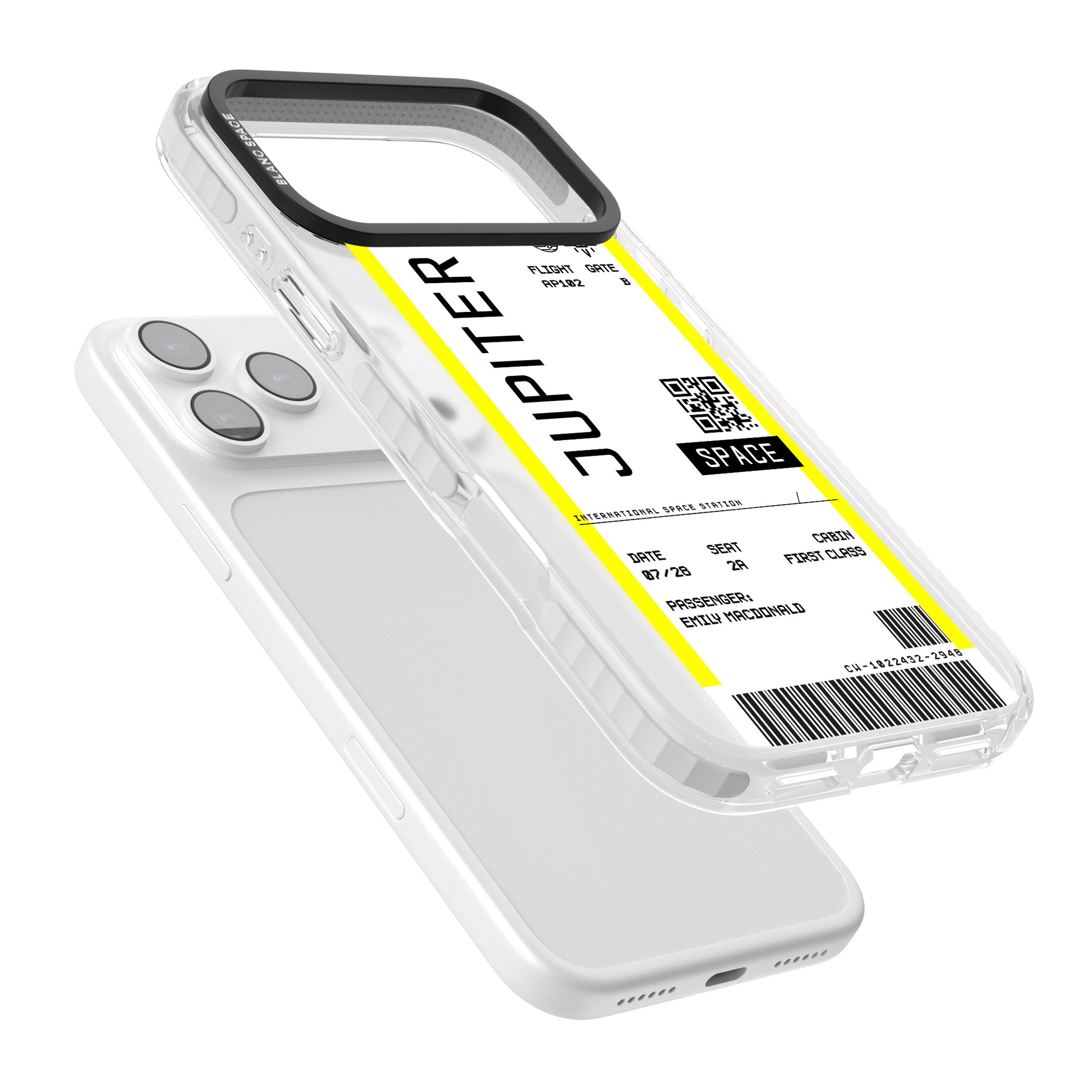 Personalised Jupiter Travel Ticket iPhone 17 Pro Impact Clear Phone Case Colours