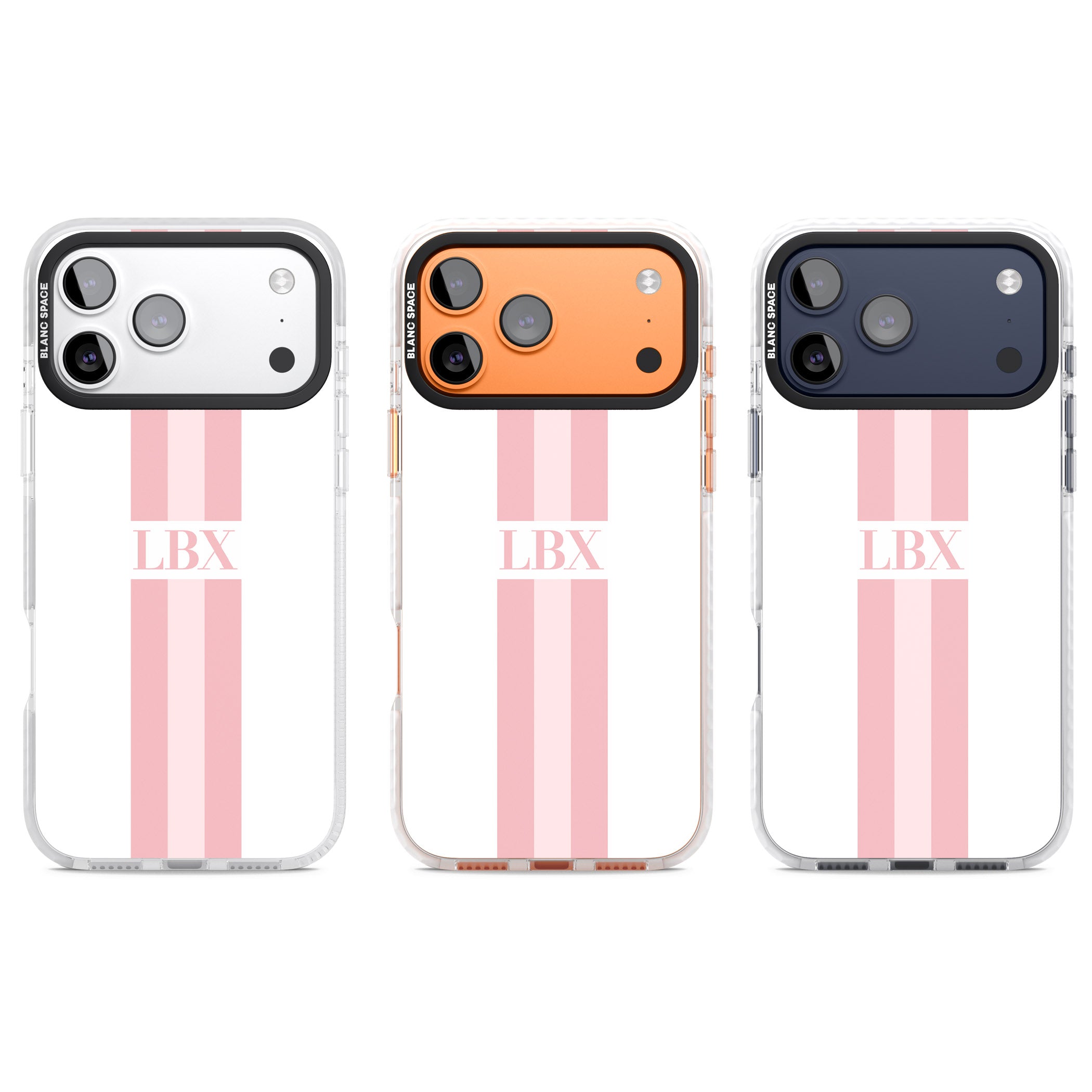 Personalised Minimal Pink Stripe iPhone 17 Pro Impact Clear Phone Case APT Impact Protection