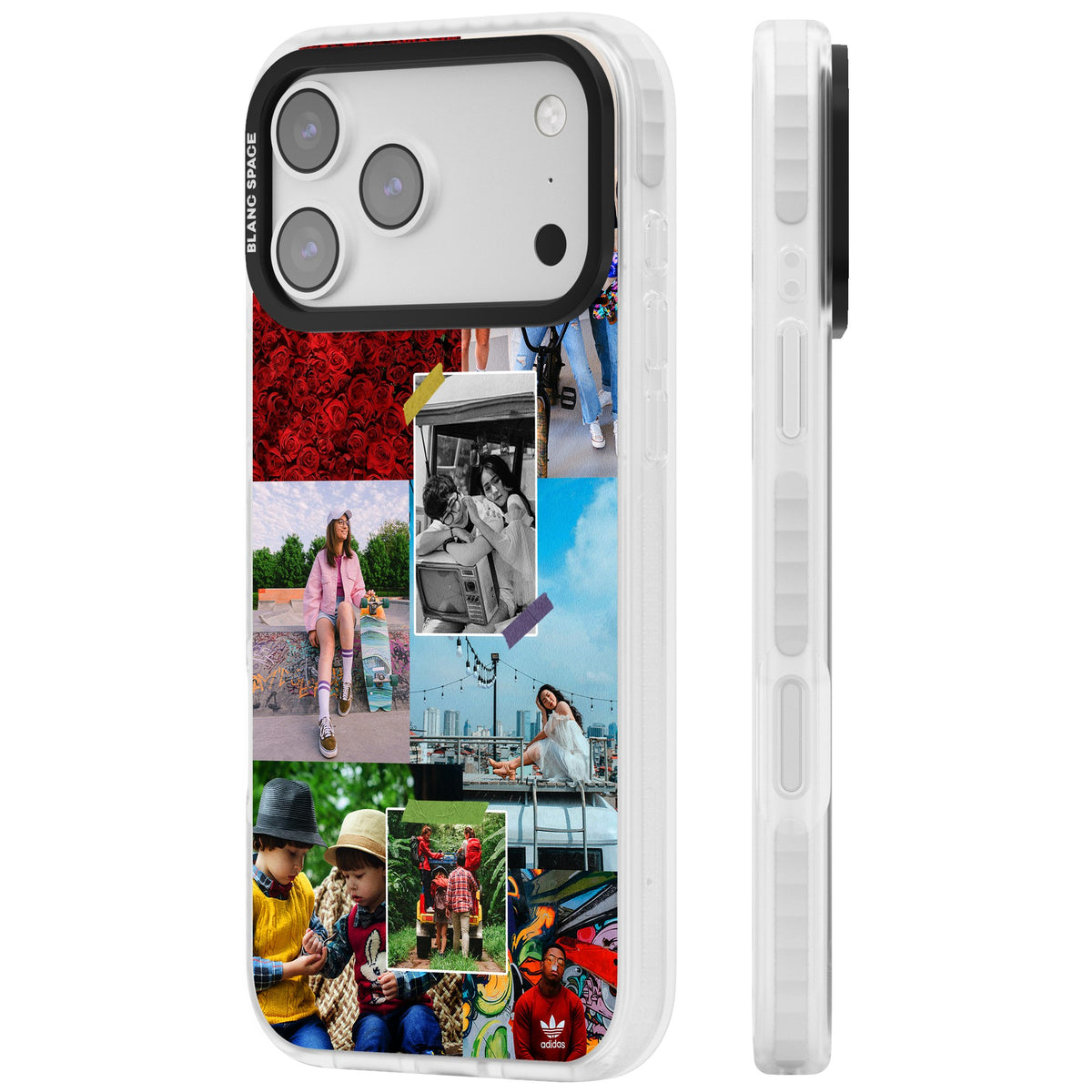 Personalised Photo Collage iPhone 17 Pro Max Impact Clear Phone Case side