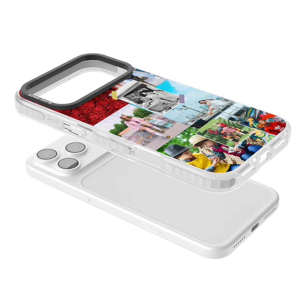 Personalised Photo Collage iPhone 17 Pro Max Impact Clear Phone Case angled