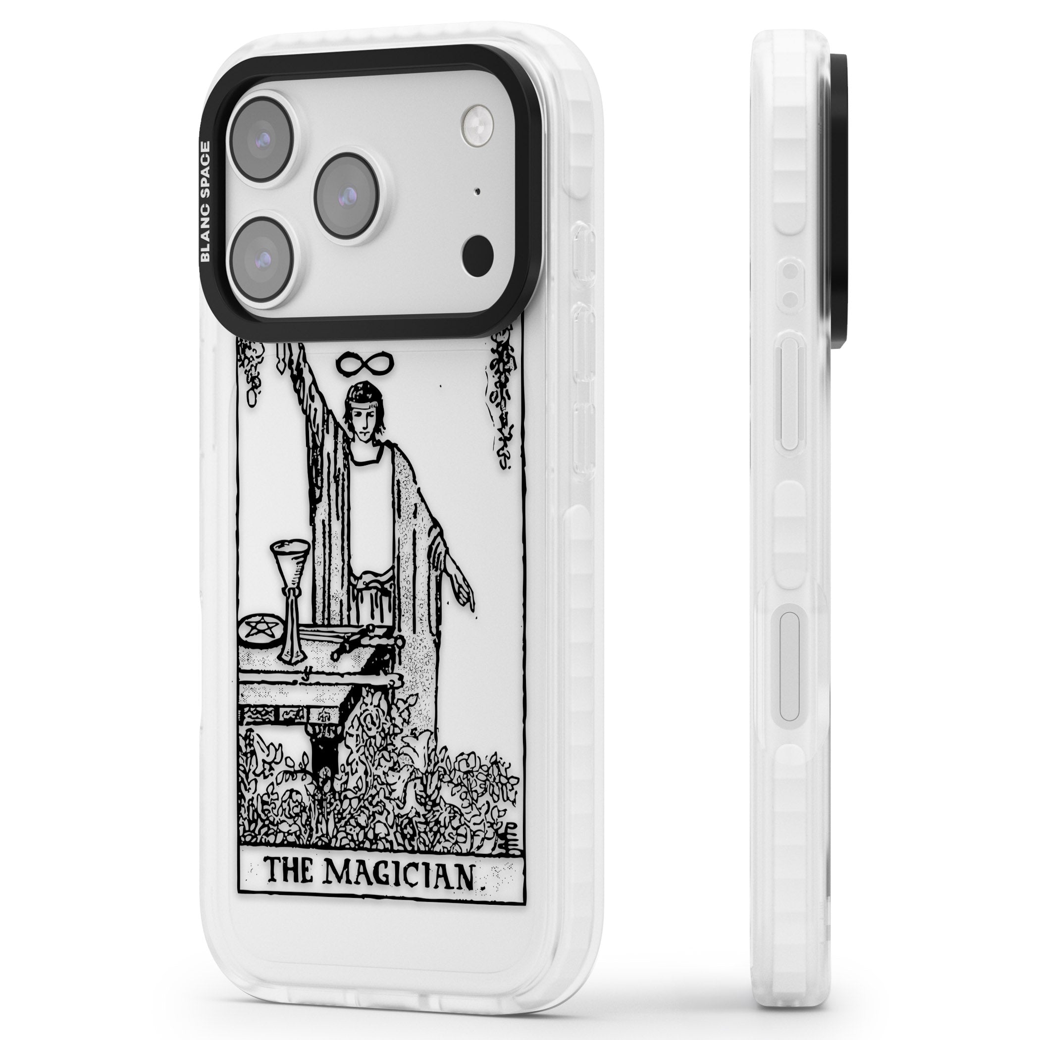Personalised The Magician Tarot Transparent iPhone 17 Pro Impact Clear Phone Case Side Profile