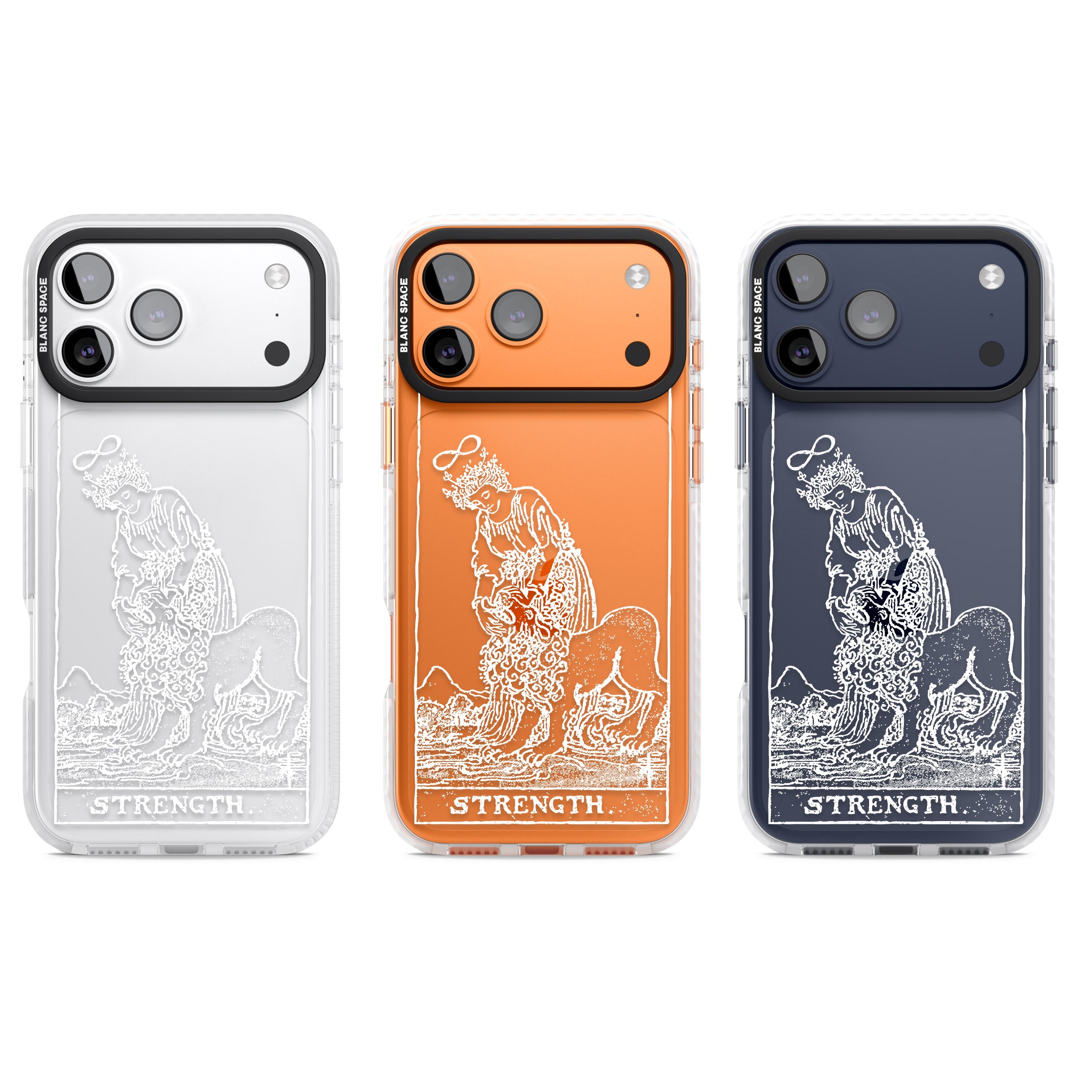 Personalised Strength Tarot Card (White) iPhone 17 Pro Impact Clear Phone Case APT Impact Protection