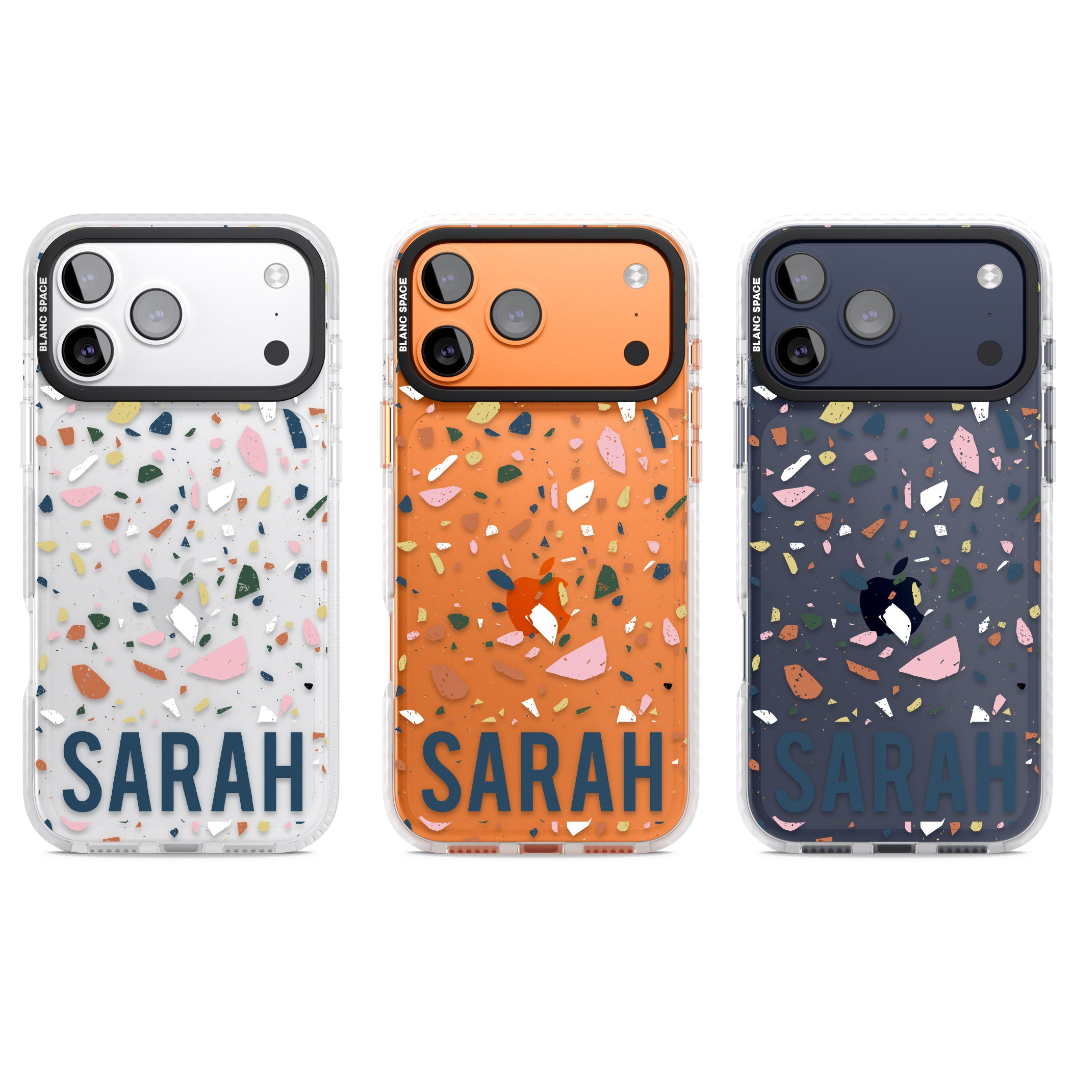Personalised Terrazzo iPhone 17 Pro Impact Clear Phone Case APT Impact Protection