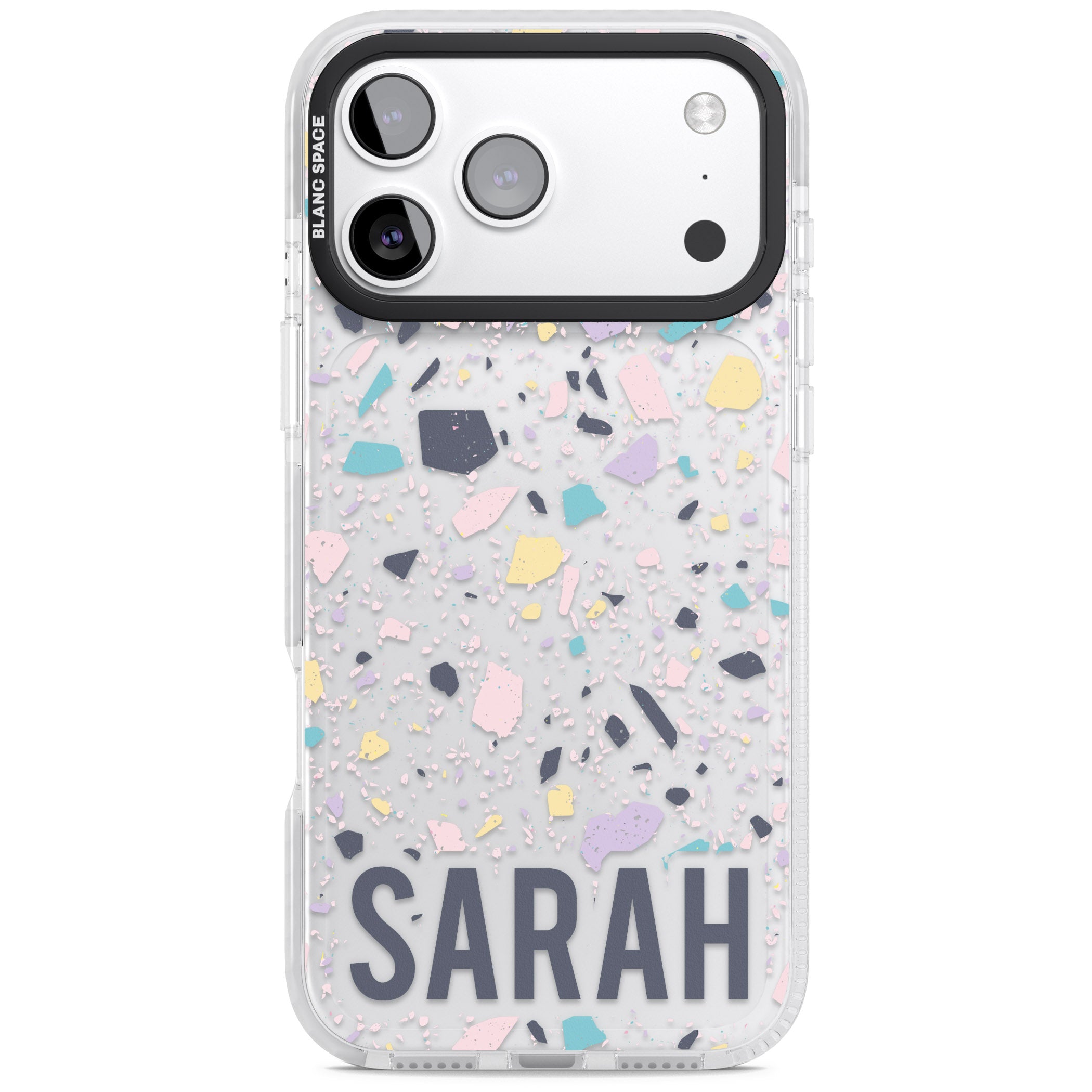 Personalised Pastel Terrazzo iPhone 17 Pro Impact Clear Phone Case