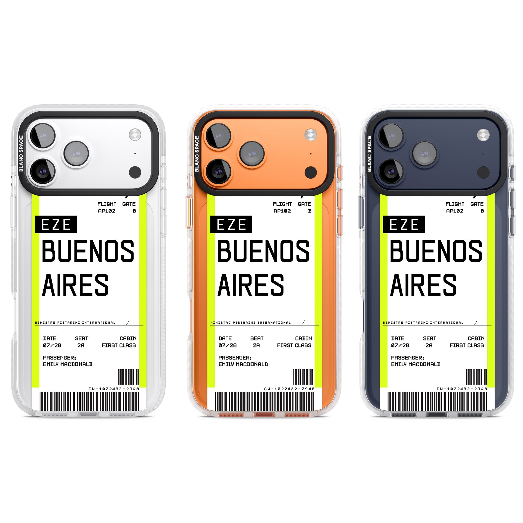 Personalised Buenos Aires Boarding Pass iPhone 17 Pro Impact Clear Phone Case APT Impact Protection