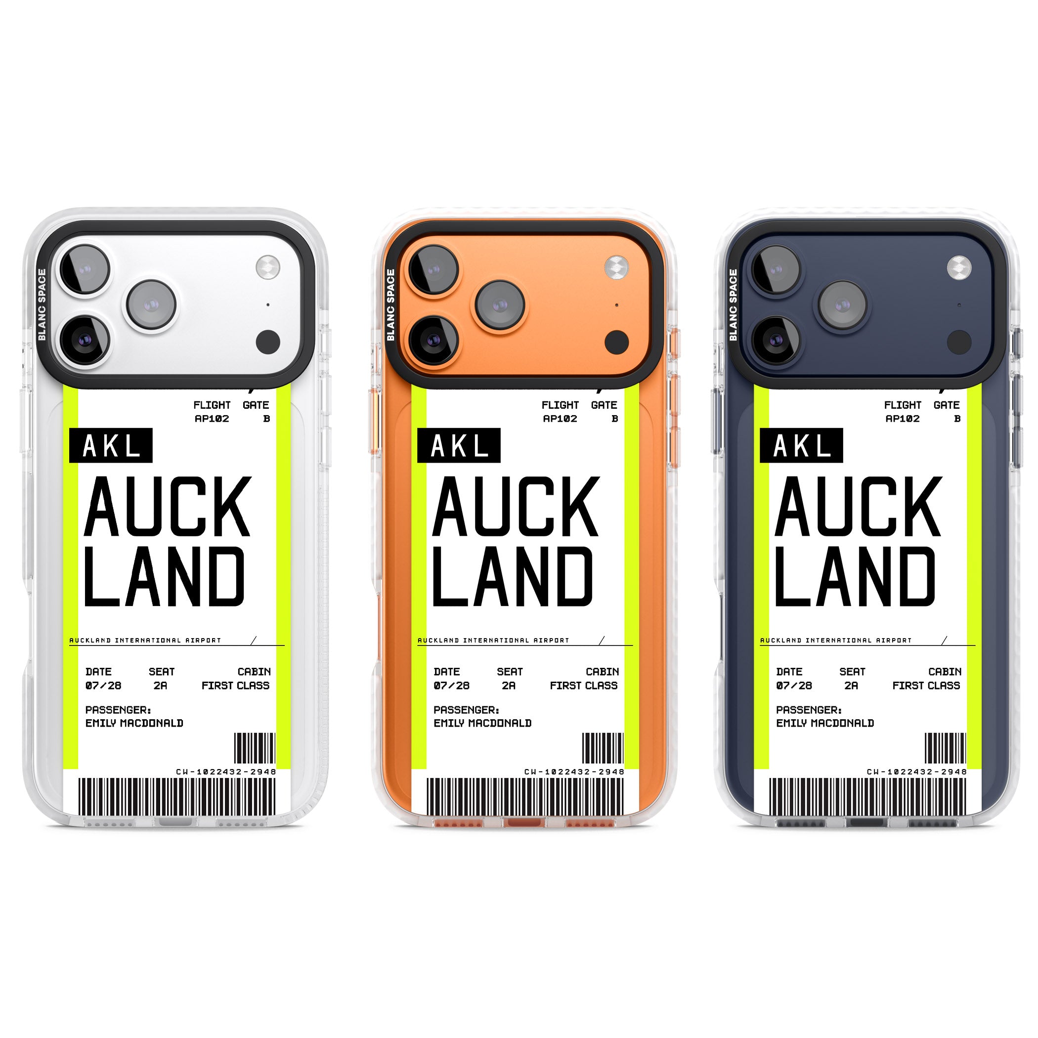 Personalised Auckland Boarding Pass iPhone 17 Pro Impact Clear Phone Case APT Impact Protection