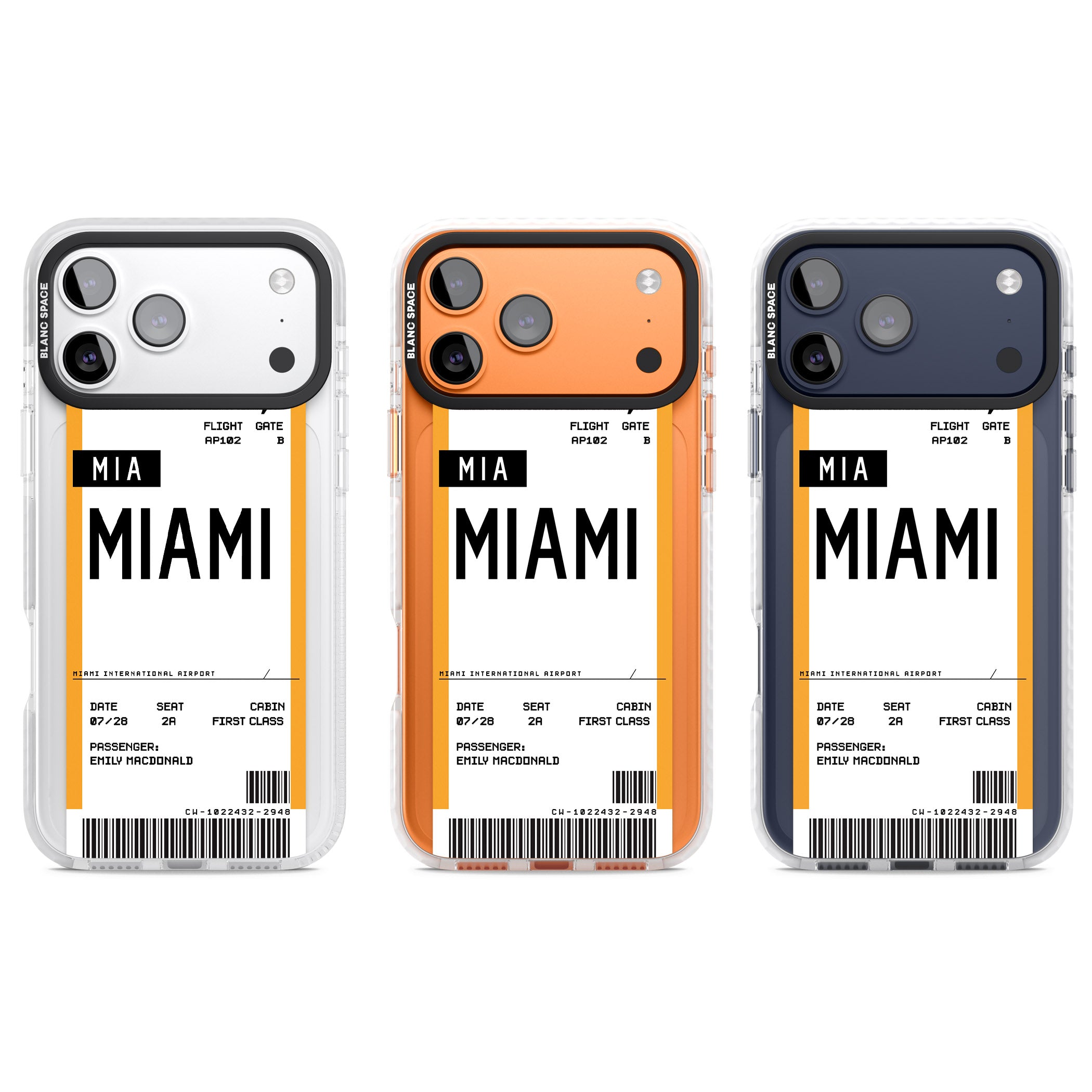 Personalised Miami Boarding Pass iPhone 17 Pro Impact Clear Phone Case APT Impact Protection