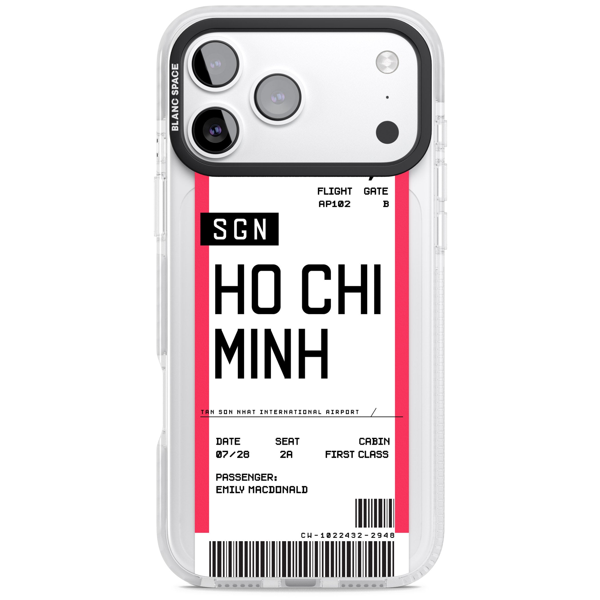Personalised Ho Chi Minh Boarding Pass iPhone 17 Pro Impact Clear Phone Case