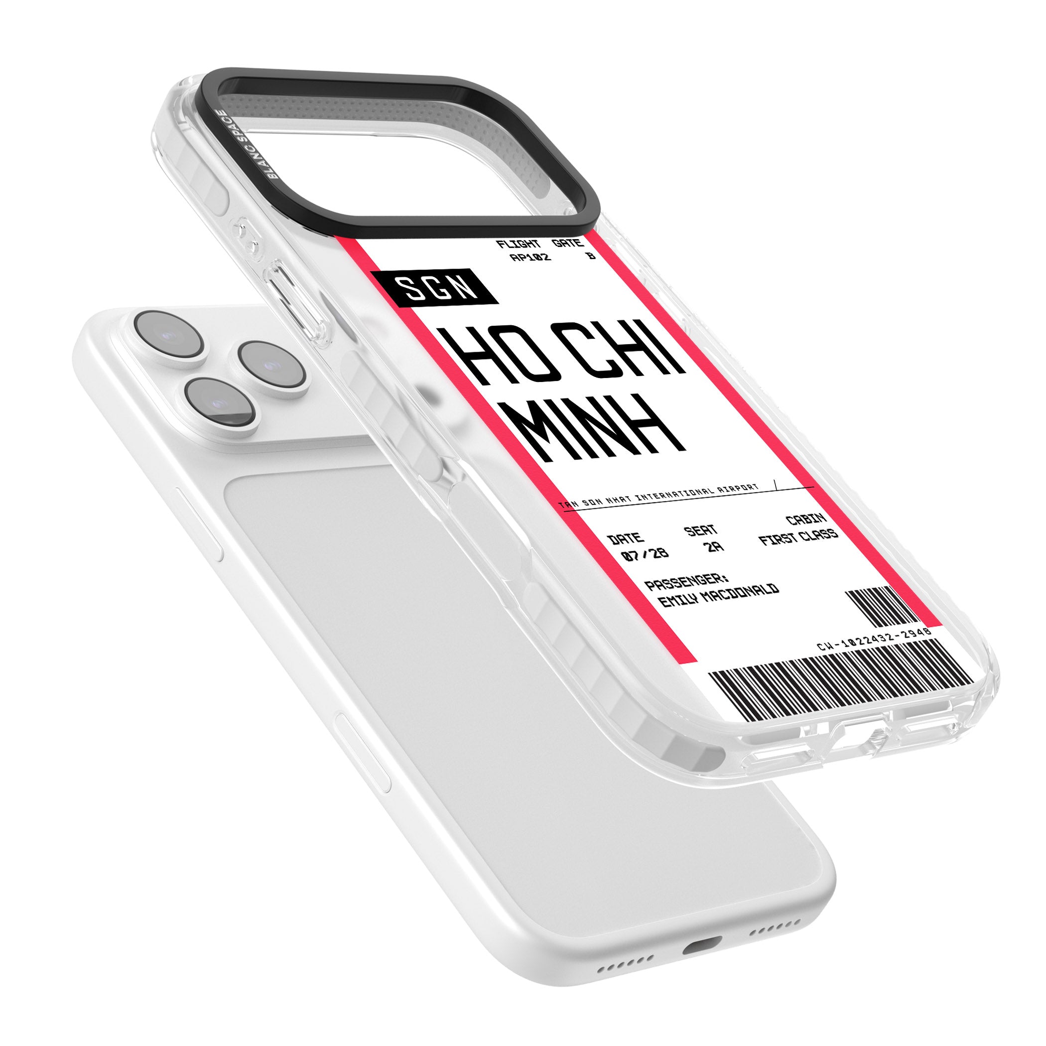 Personalised Ho Chi Minh Boarding Pass iPhone 17 Pro Impact Clear Phone Case Colours
