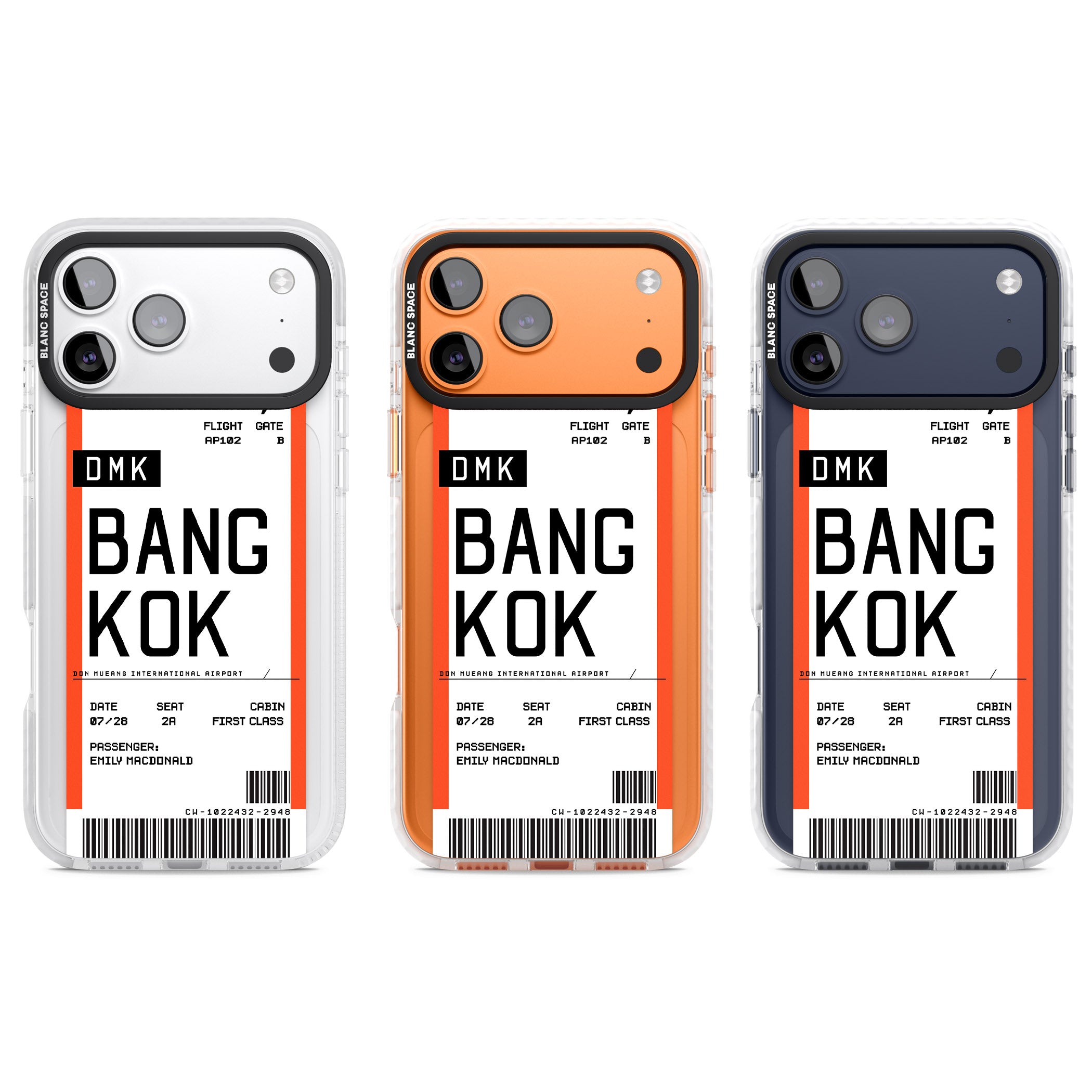 Personalised Bangkok Boarding Pass iPhone 17 Pro Impact Clear Phone Case APT Impact Protection