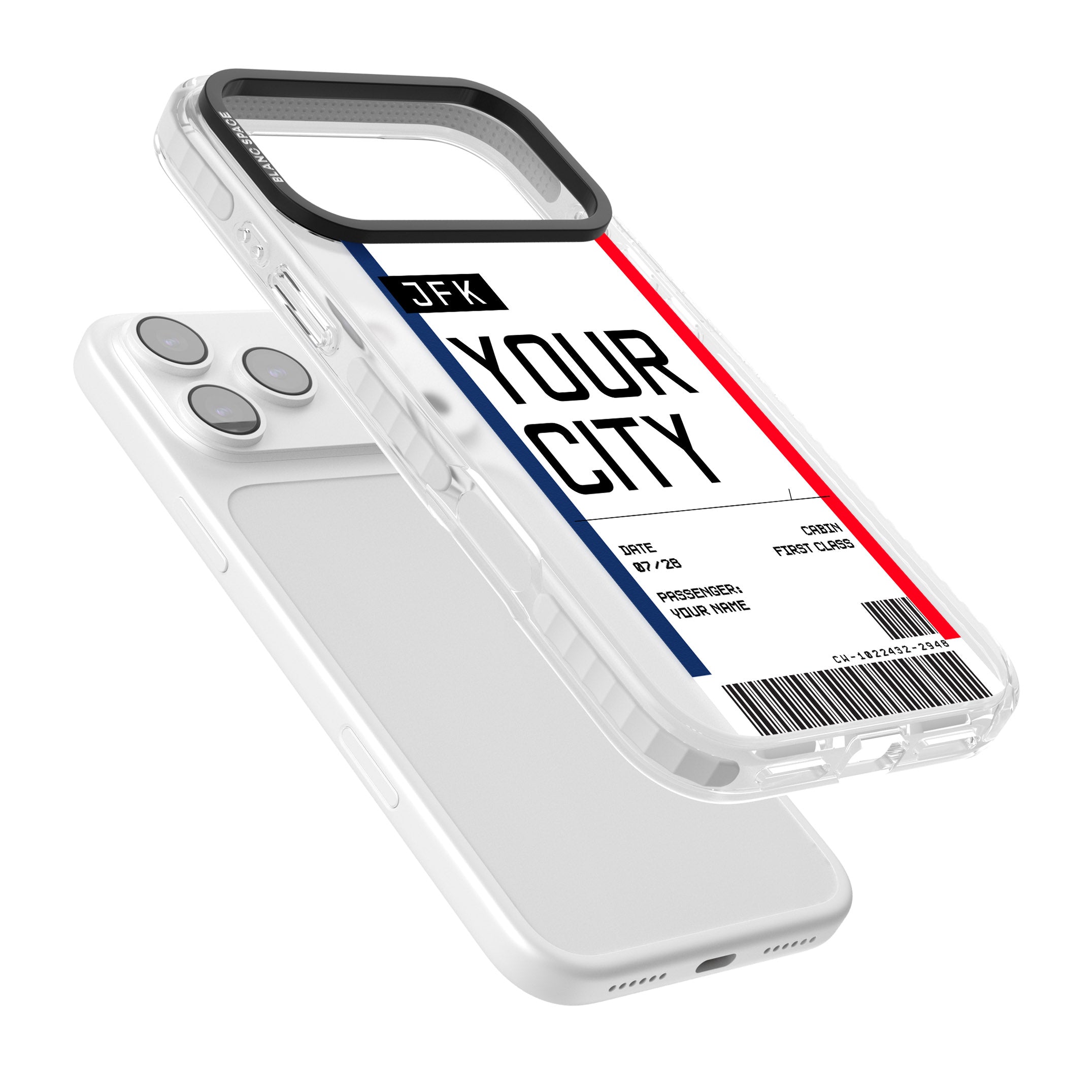 Personalised Create Your Own Boarding Pass Ticket iPhone 17 Pro Impact Clear Phone Case Colours