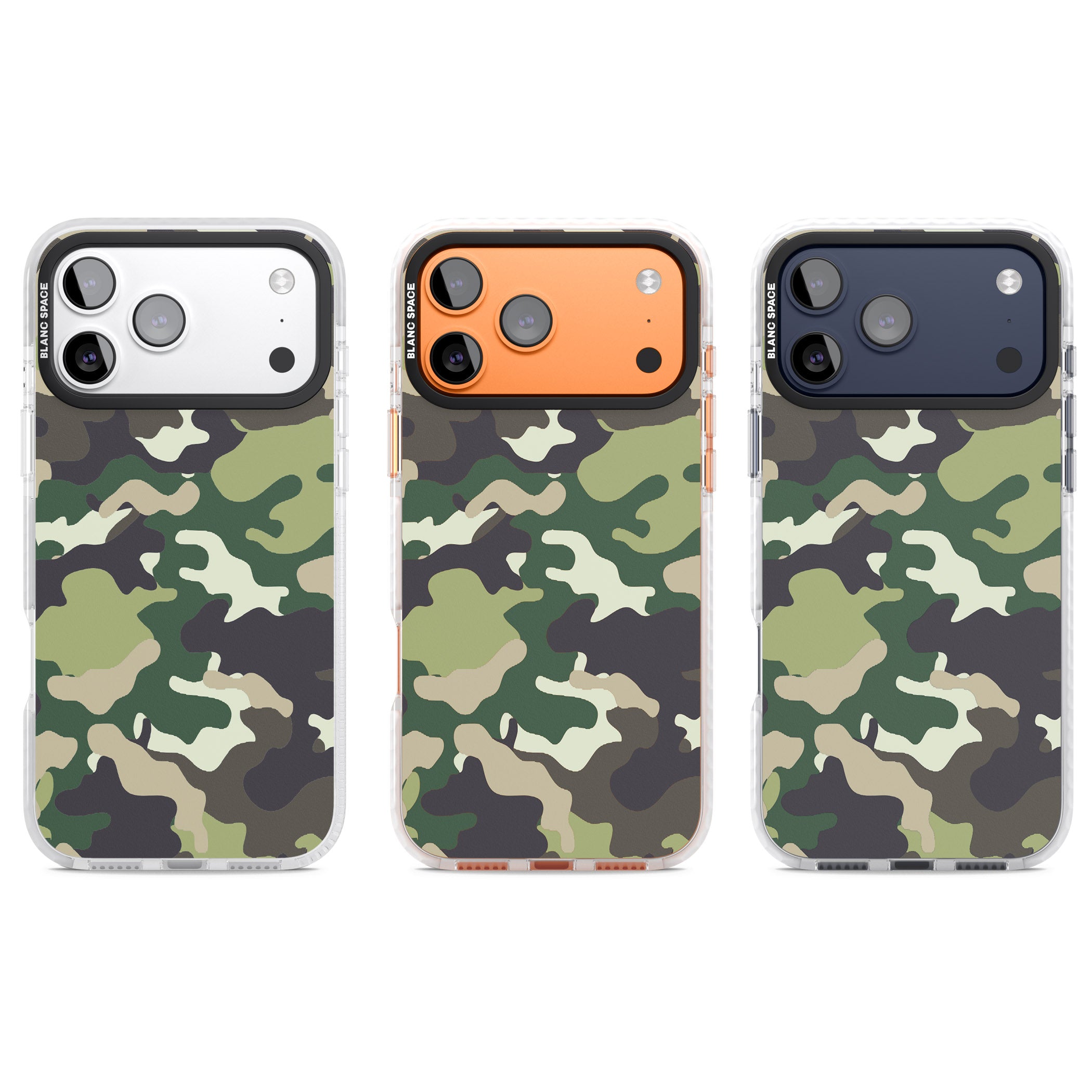 Green Camo iPhone 17 Pro Impact Clear Phone Case APT Impact Protection