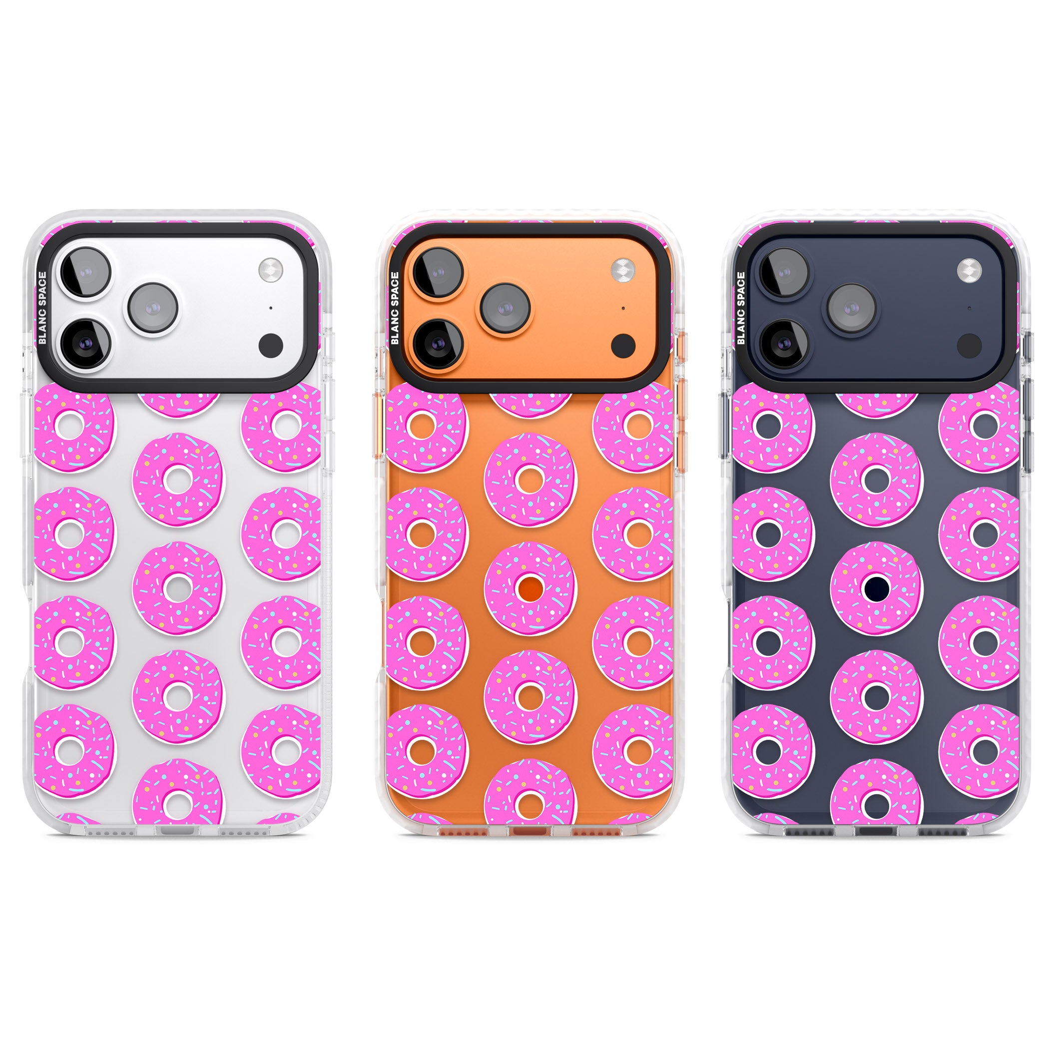 Pink Donut Pattern iPhone 17 Pro Impact Clear Phone Case APT Impact Protection