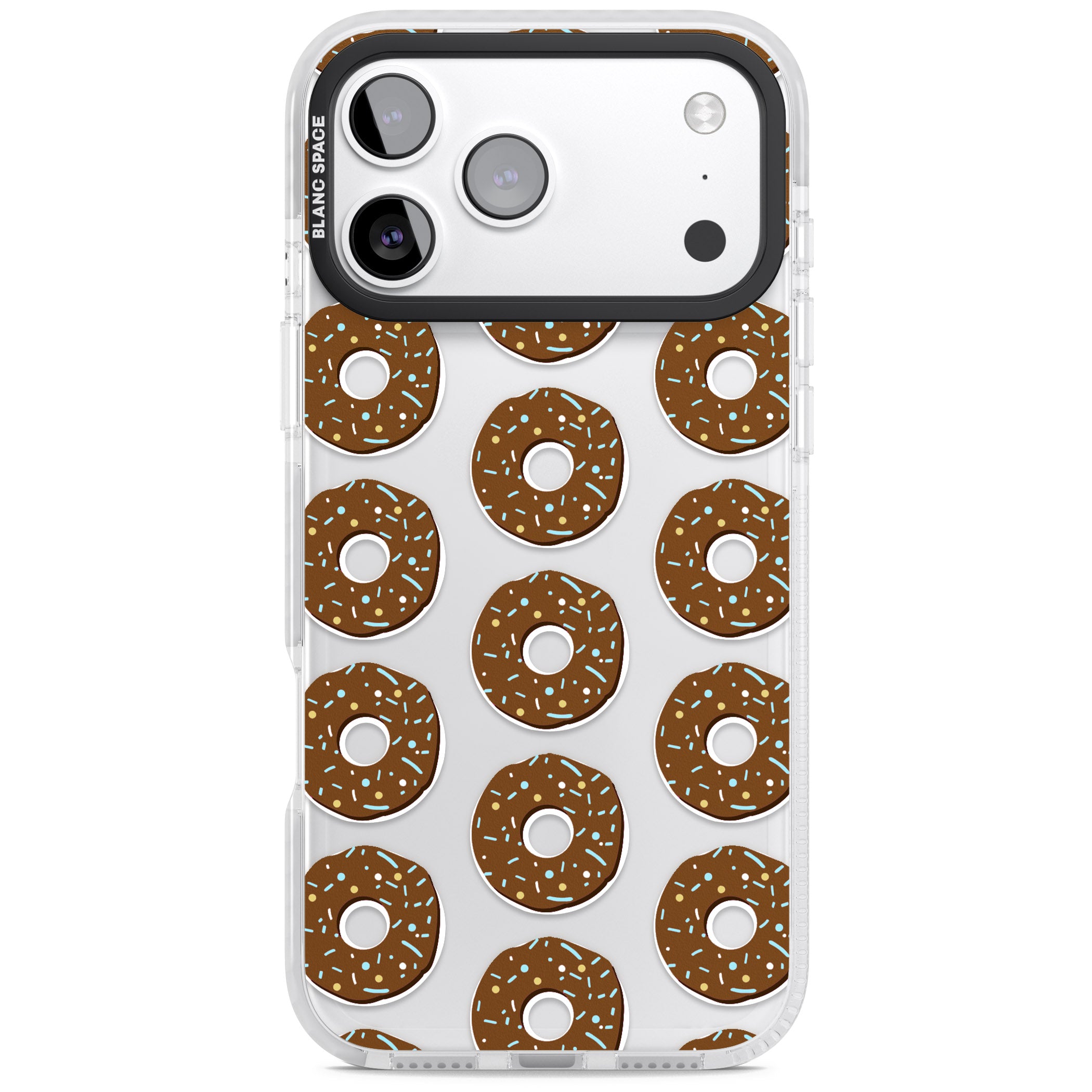 Chocolate Donut Pattern iPhone 17 Pro Impact Clear Phone Case