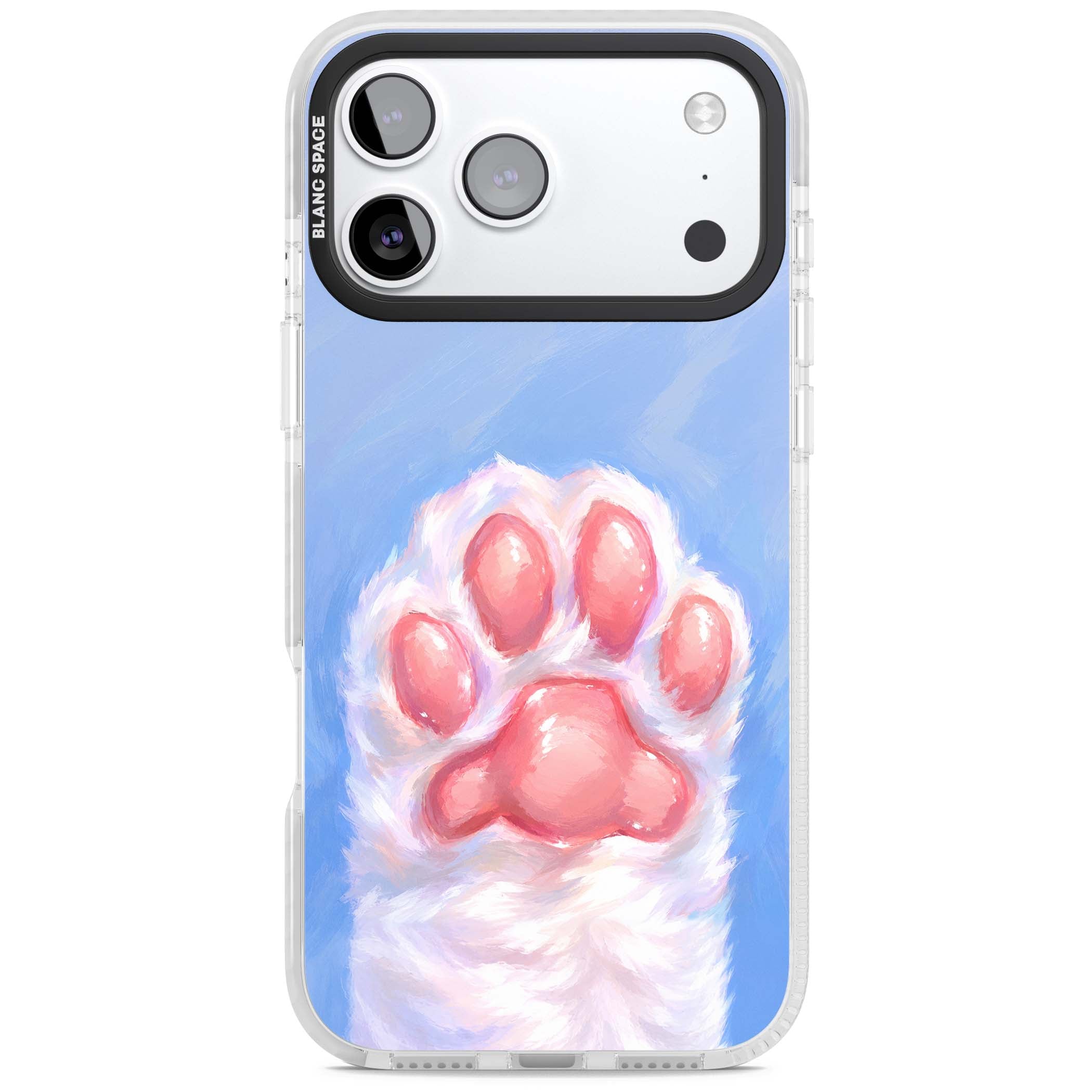 Soft White Paw cute iPhone case | Black Impact case for iPhone 17 Pro, iPhone 17 Pro Max