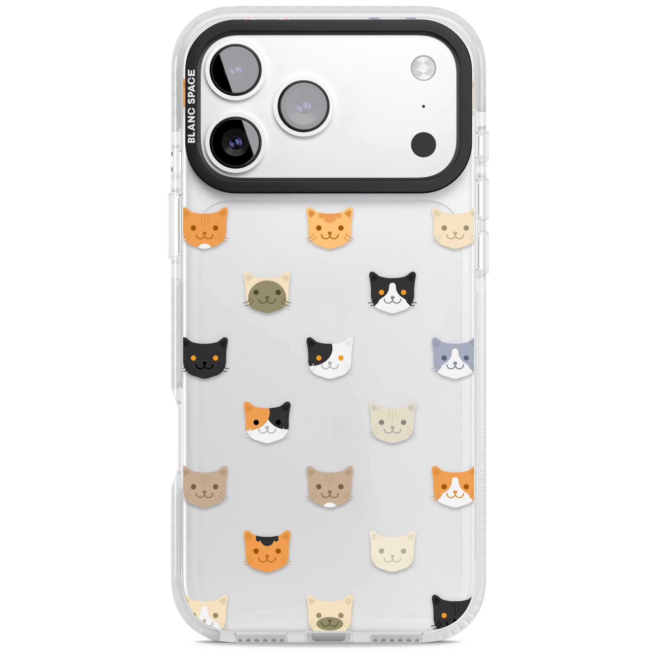Cute Cat Face Transparent iPhone 17 Pro Impact Clear Phone Case